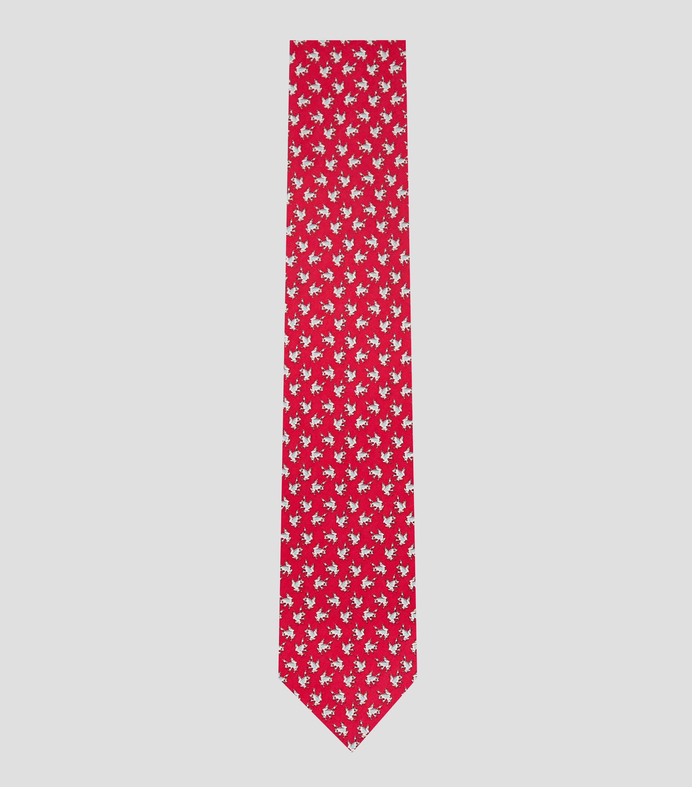 Corbata ancha en seda roja estampada S8 Rana Hombre