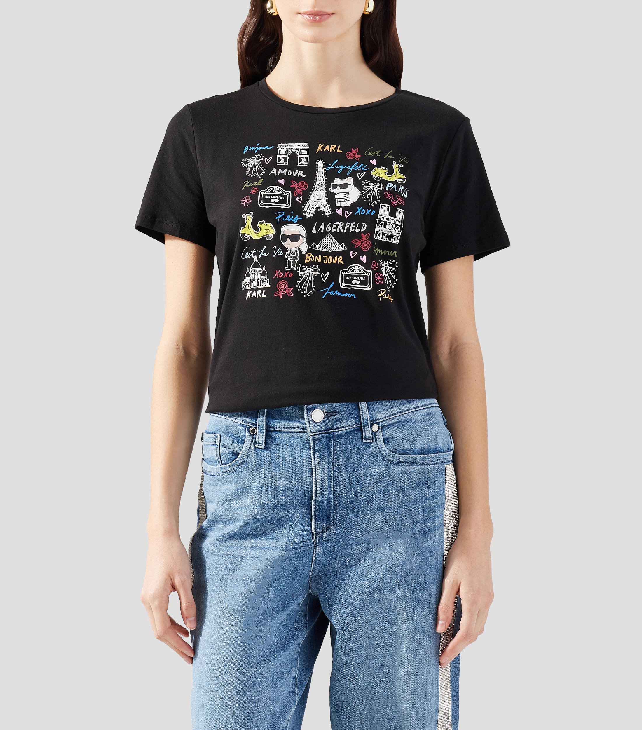 Playera cuello redondo manga corta estampada Mujer