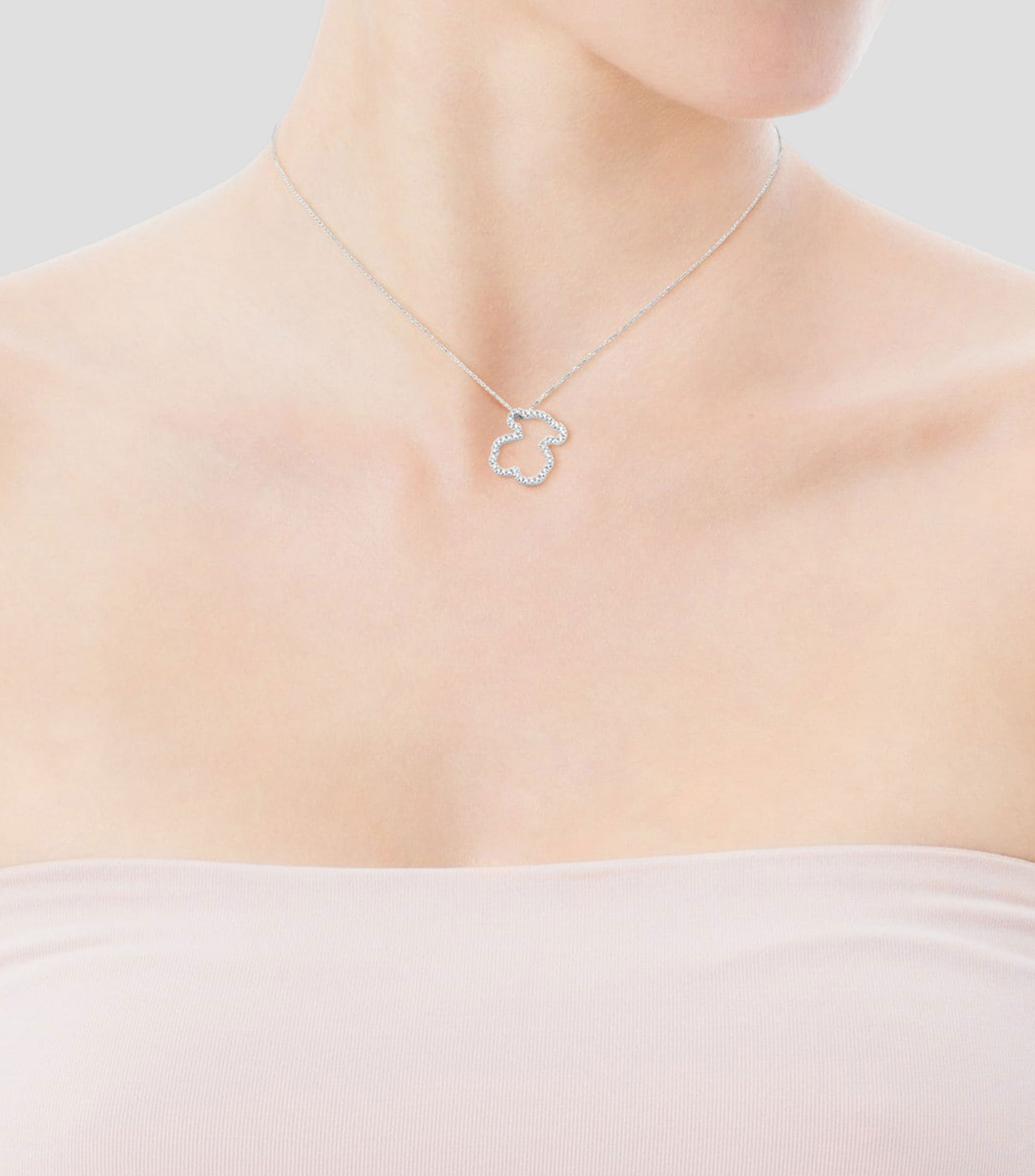 Dije en oro blanco Oso Icon Gems Mujer