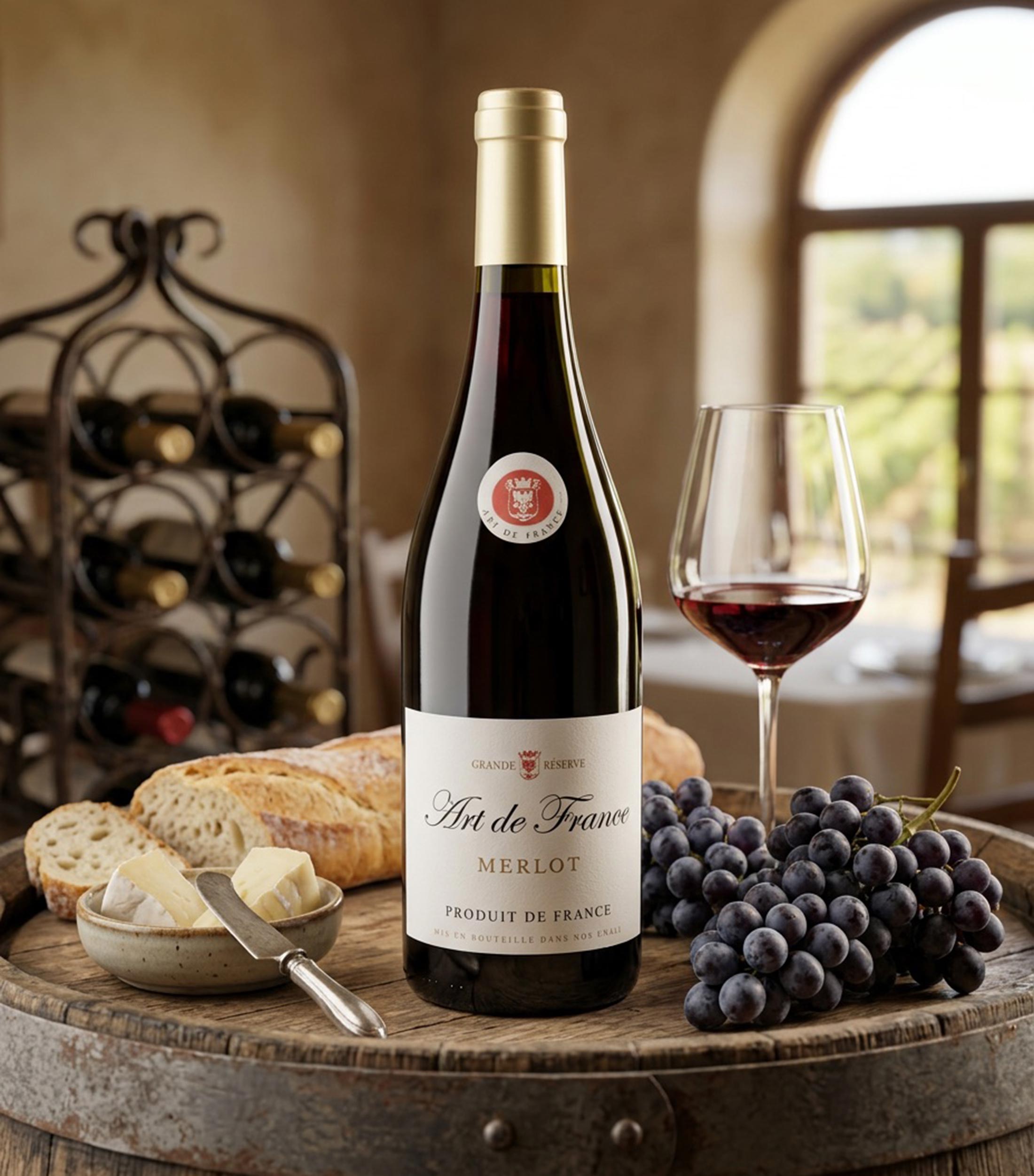 Vino Tinto Seco Merlot Art de France, 750 ml