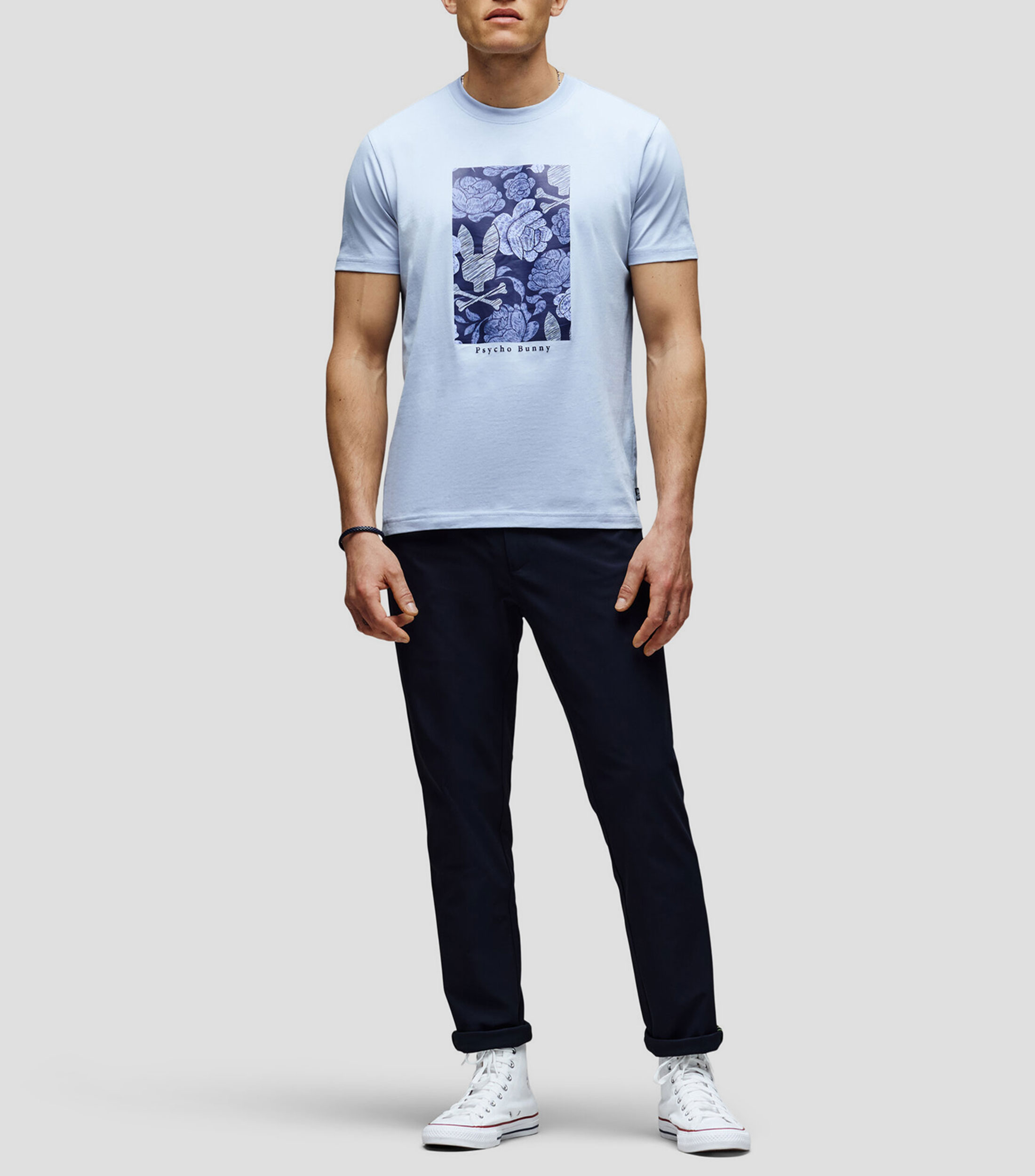 Playera cuello redondo manga corta con logotipo Hombre