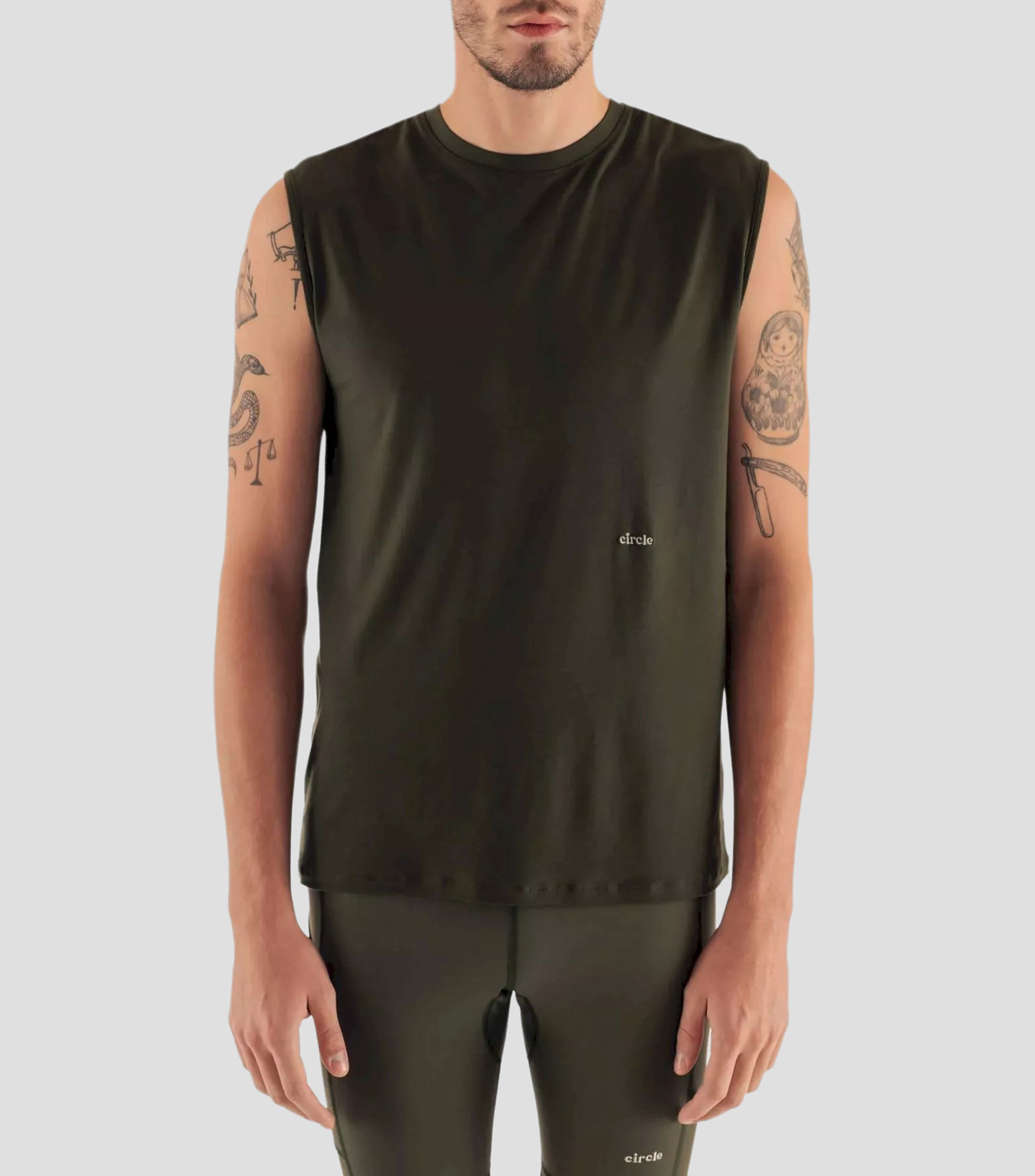Tank deportivo para correr Muscle Tee de cuello redondo sin mangas lisa Hombre
