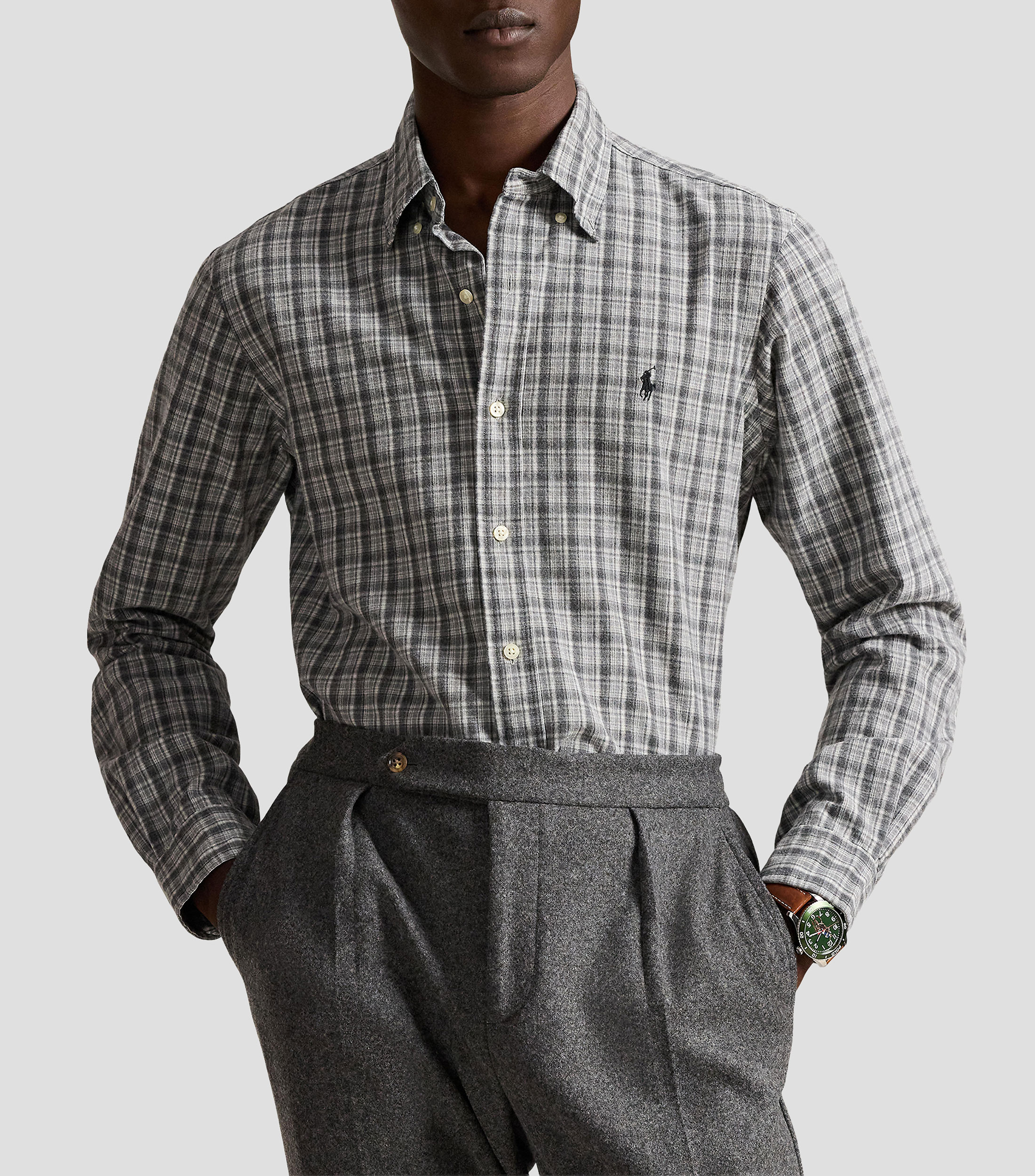 Camisa a cuadros de manga larga Hombre