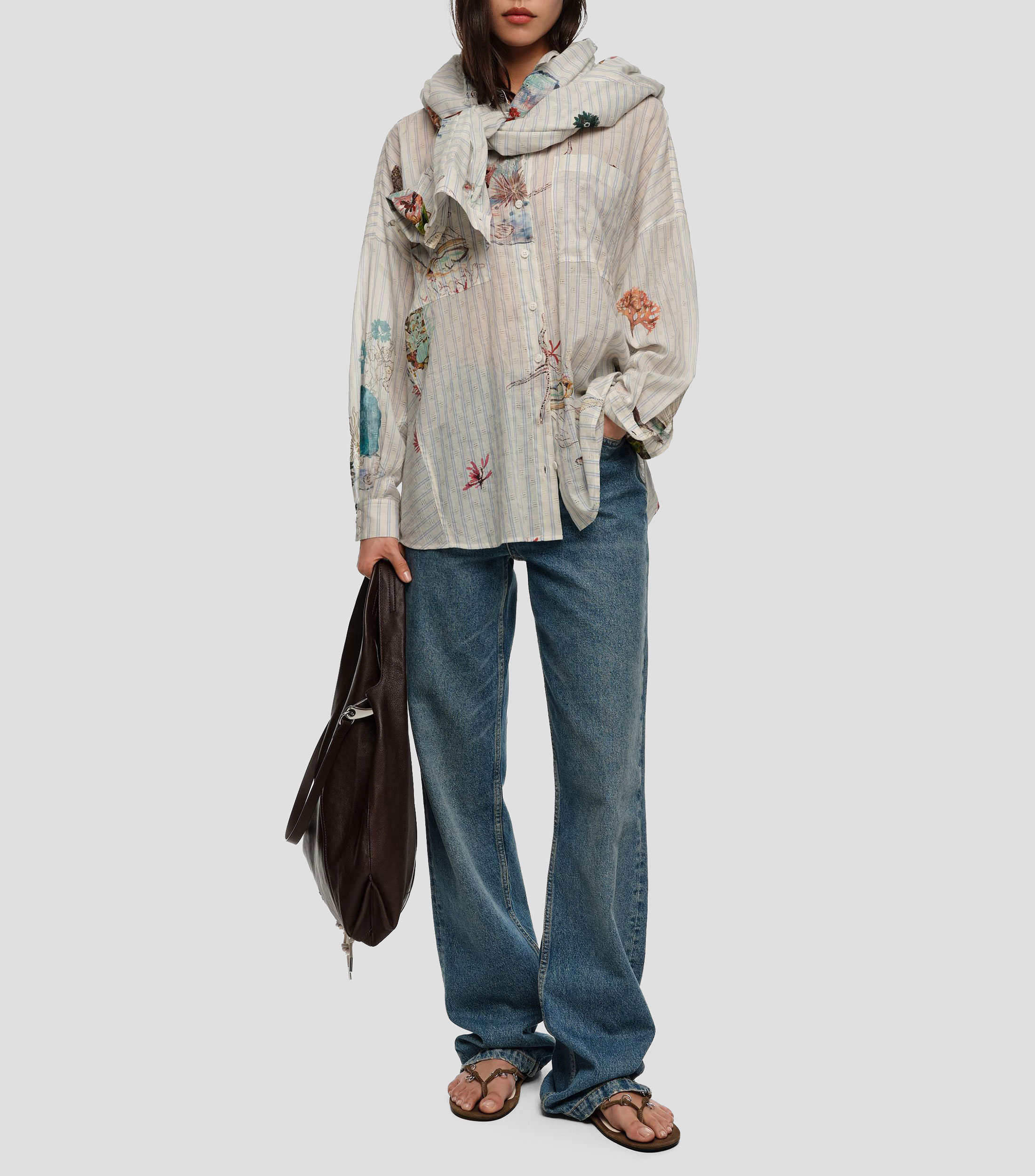 Camisa oversized algodón Seabed rayas Mujer