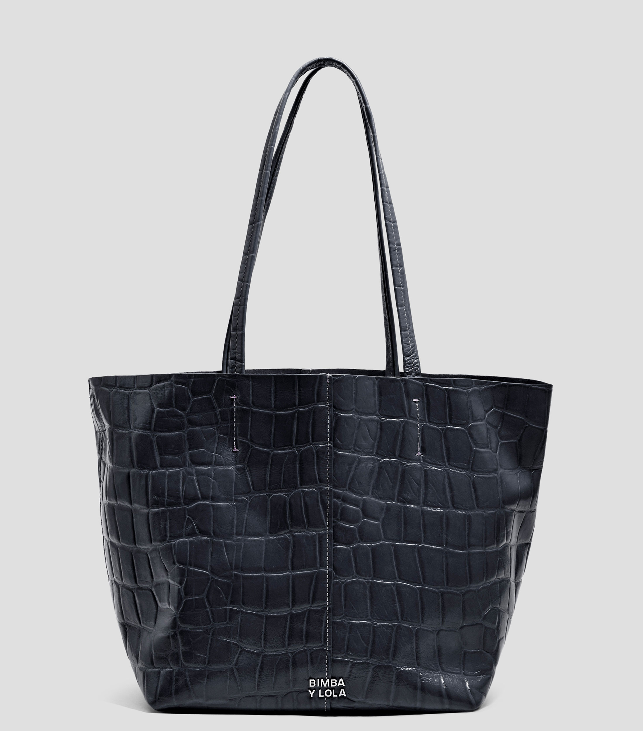 Bolsa tote mediana piel azul petróleo Mujer
