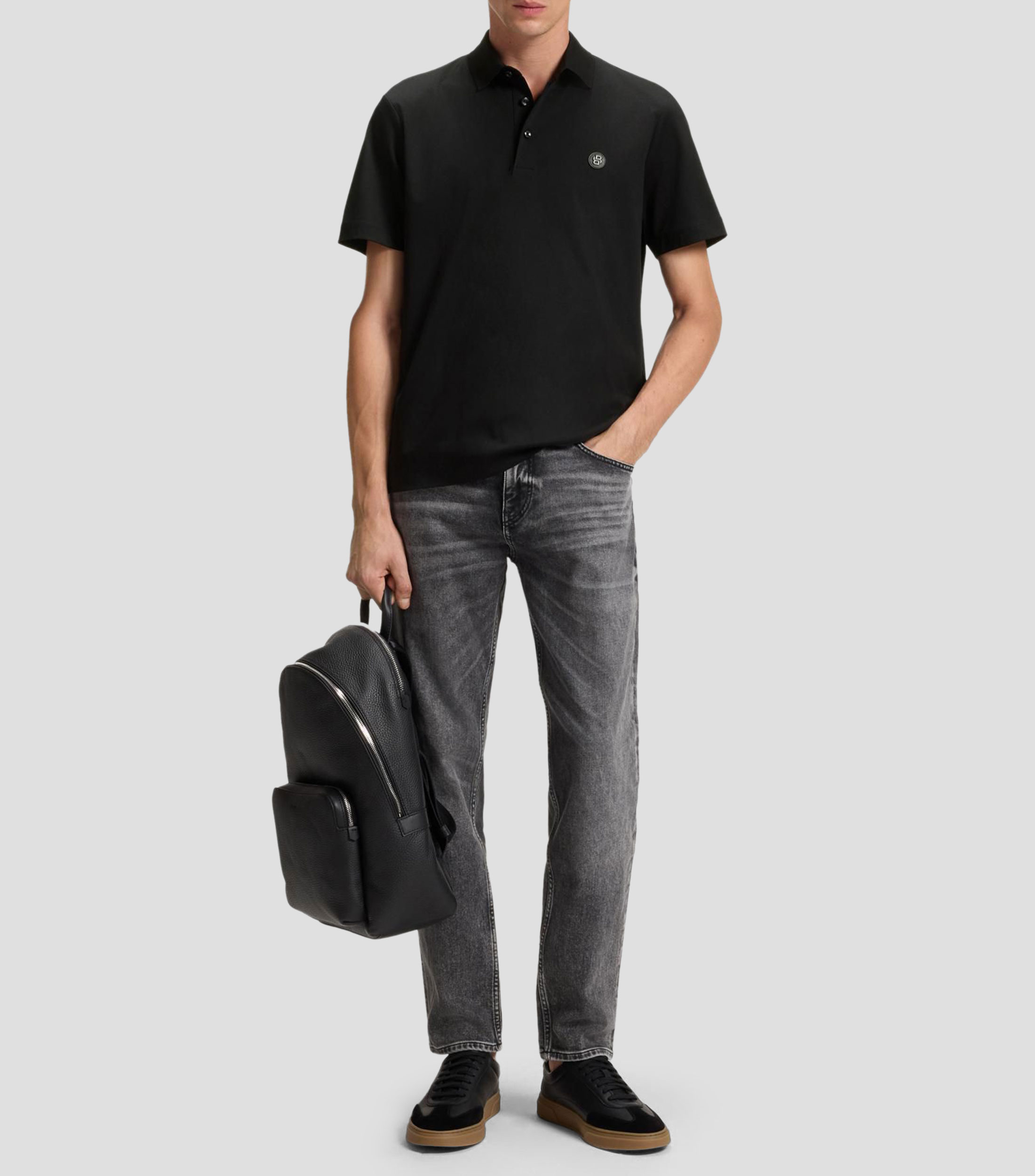 Playera Polo de algodón mercerizado con monograma doble Hombre