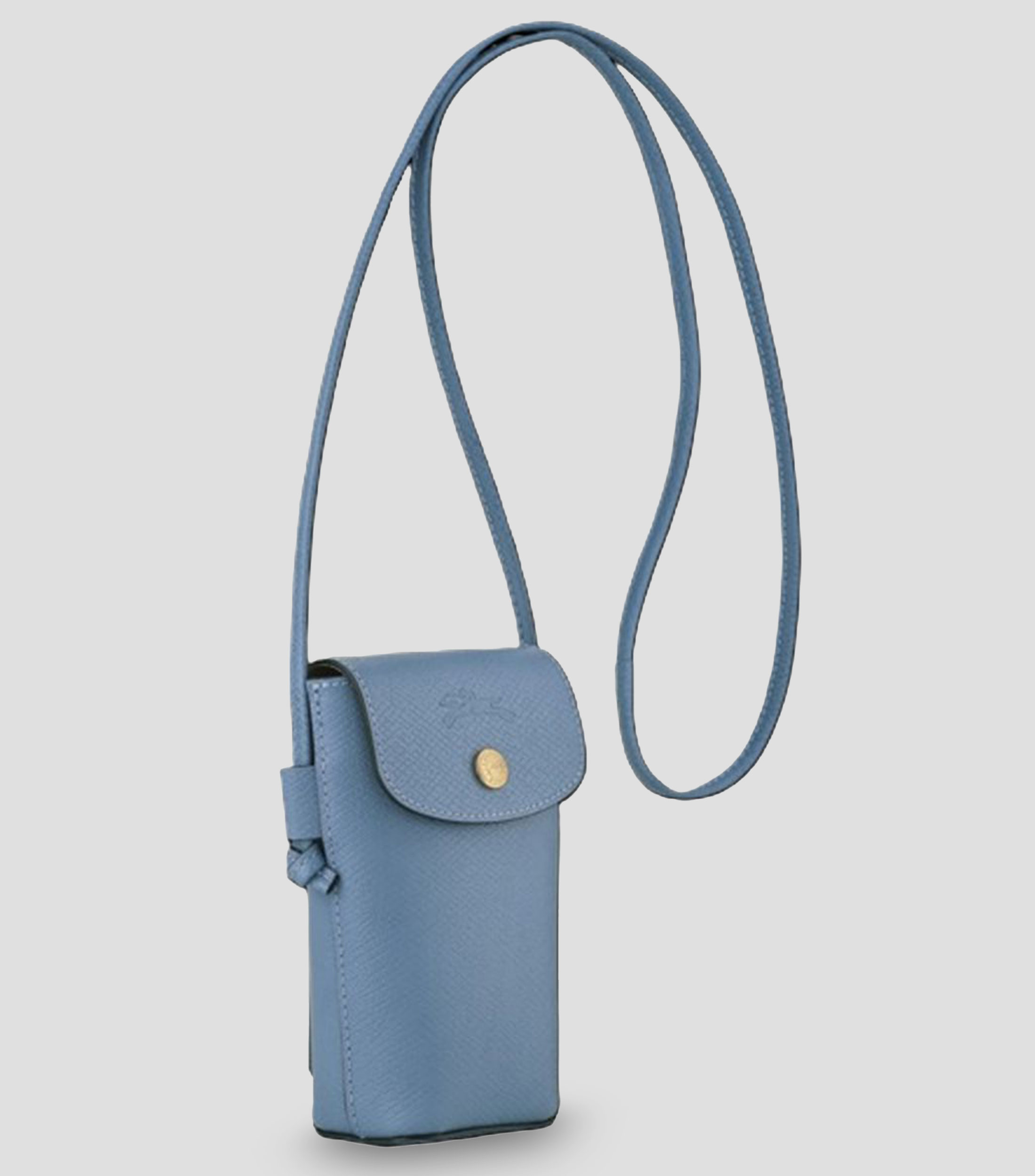 Bolsa crossbody azul en piel lisa Mujer