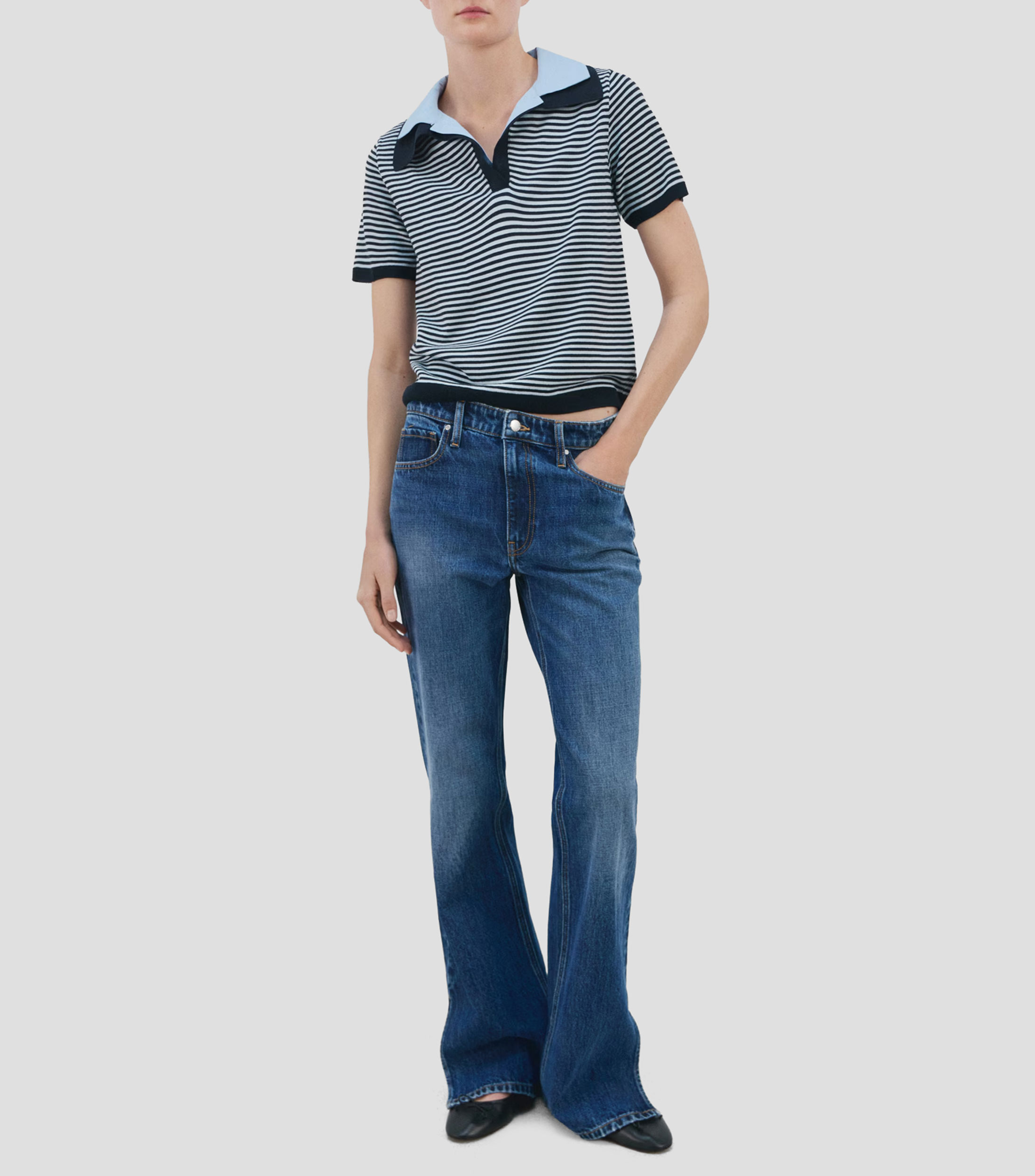 Suéter cuello camisero Mujer