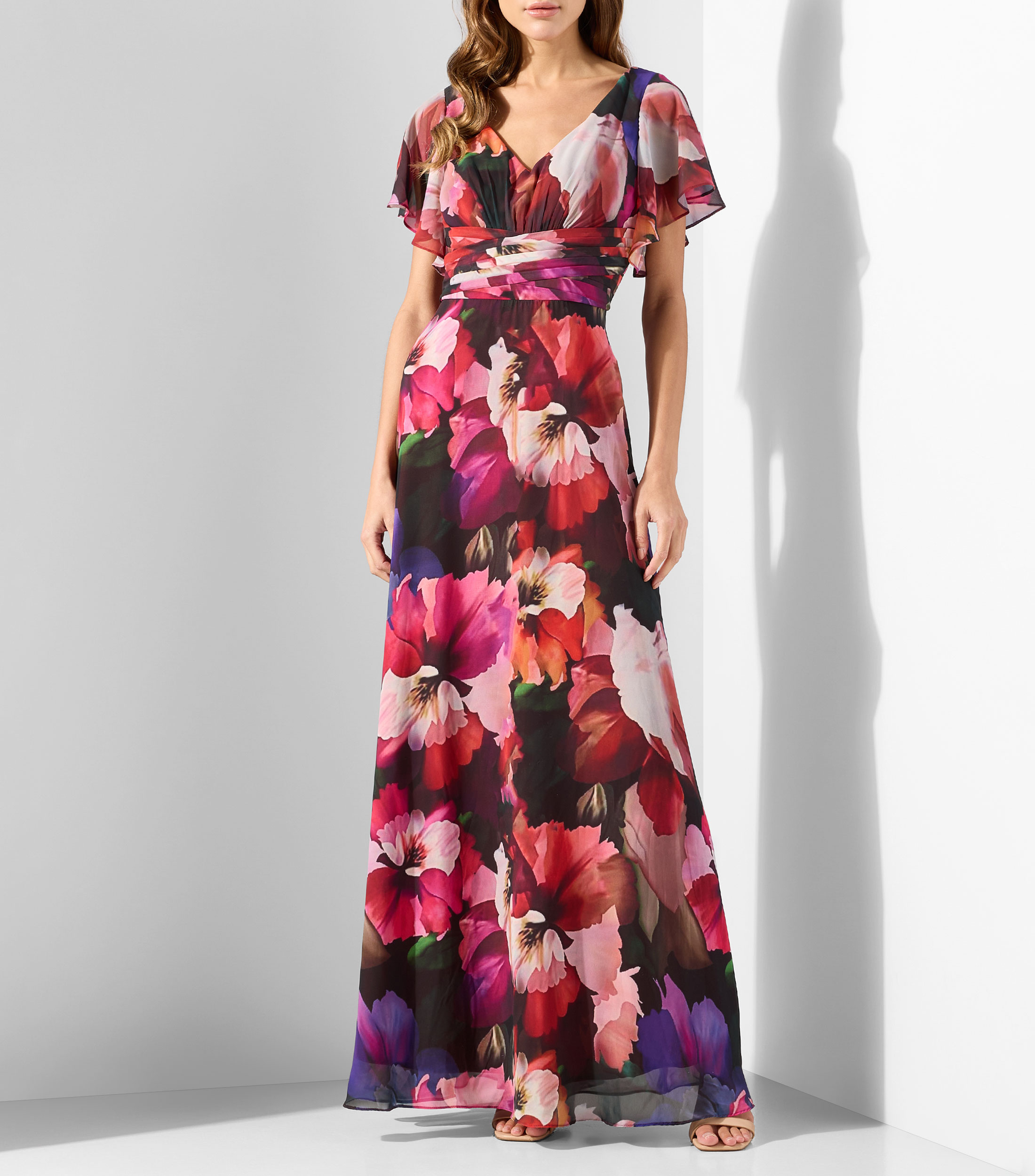 Vestido de fiesta largo estampado Mujer