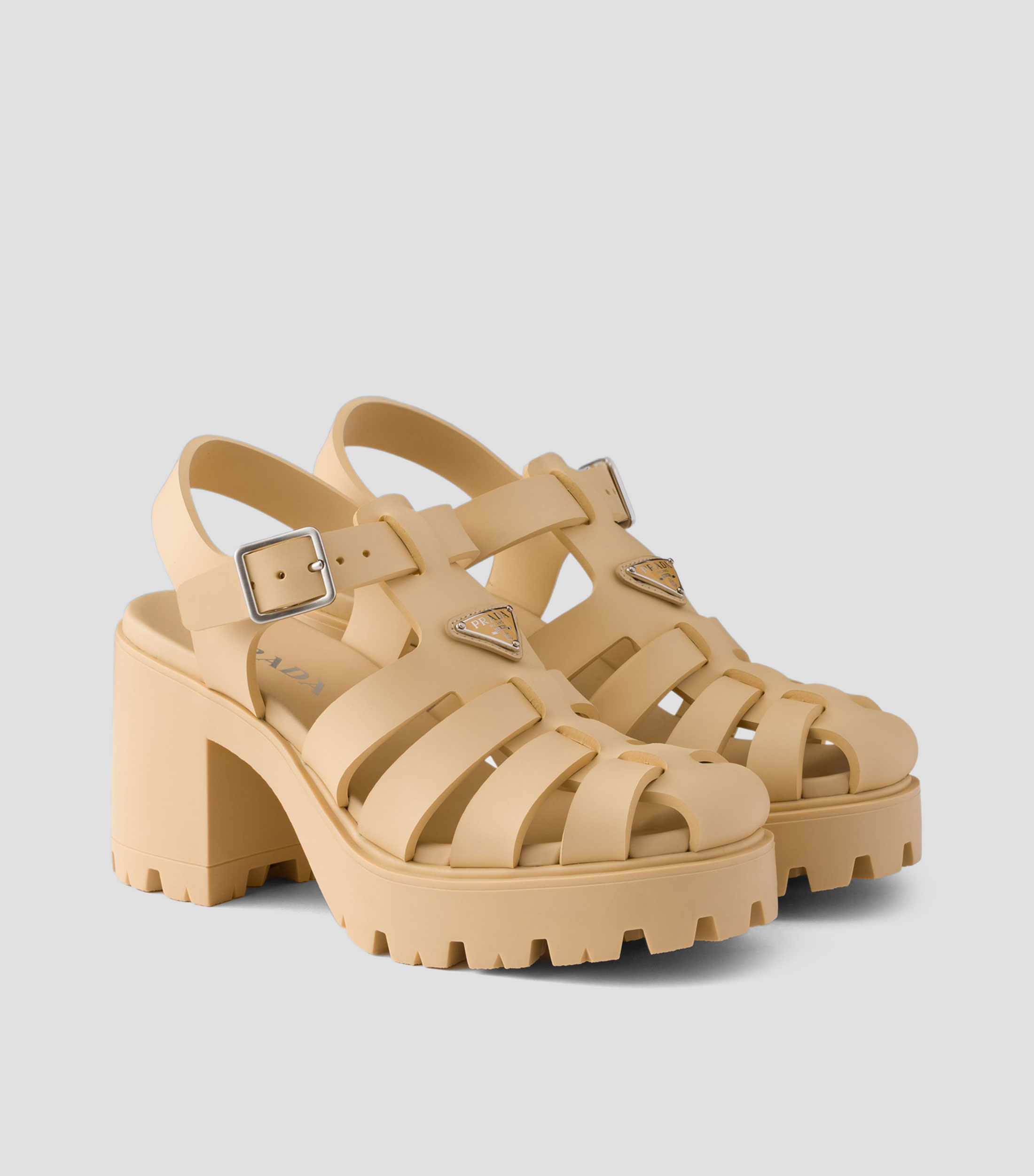 Sandalias con tacón alto y ancho Mujer