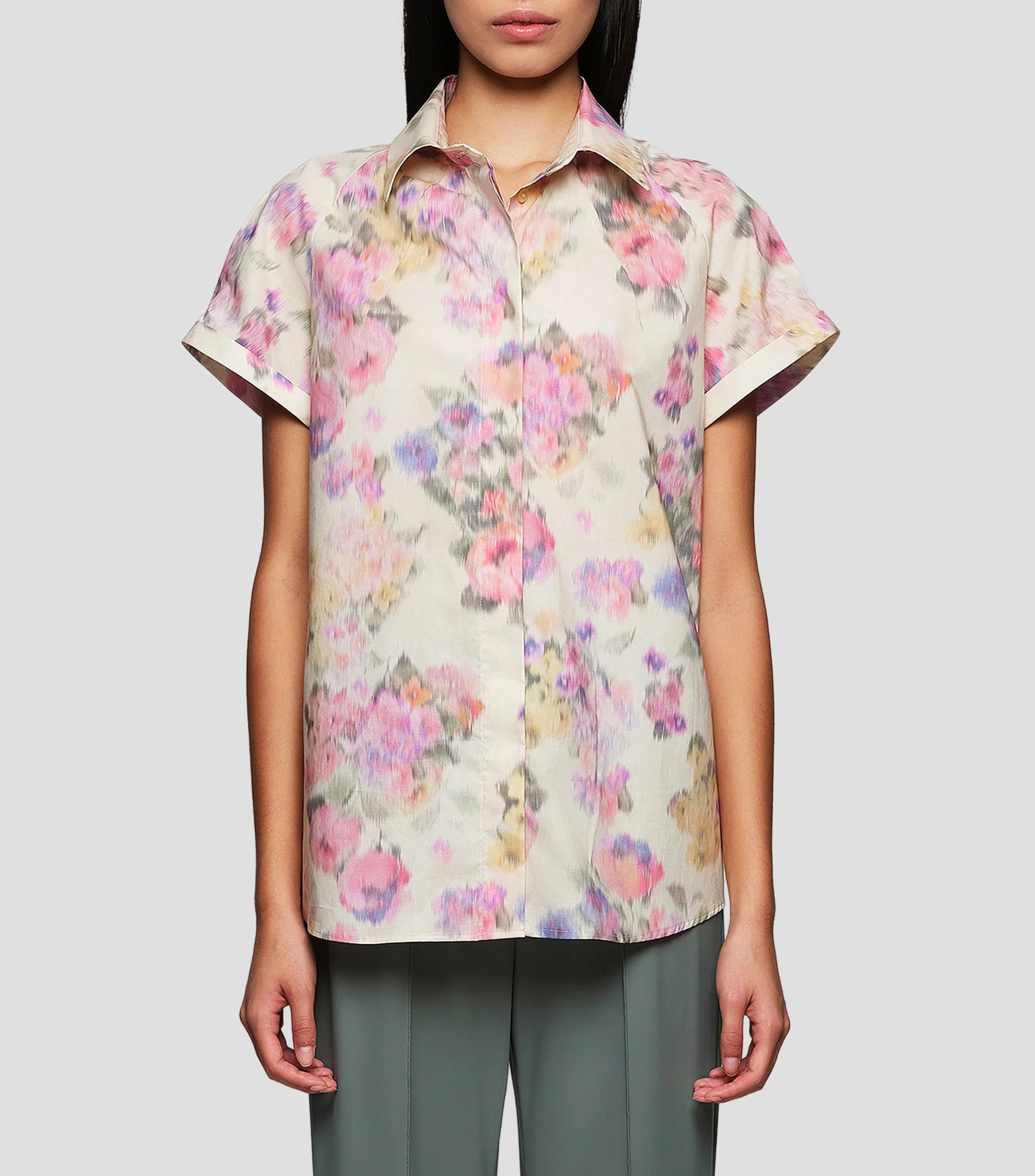 Camisa estampada con manga corta Mujer