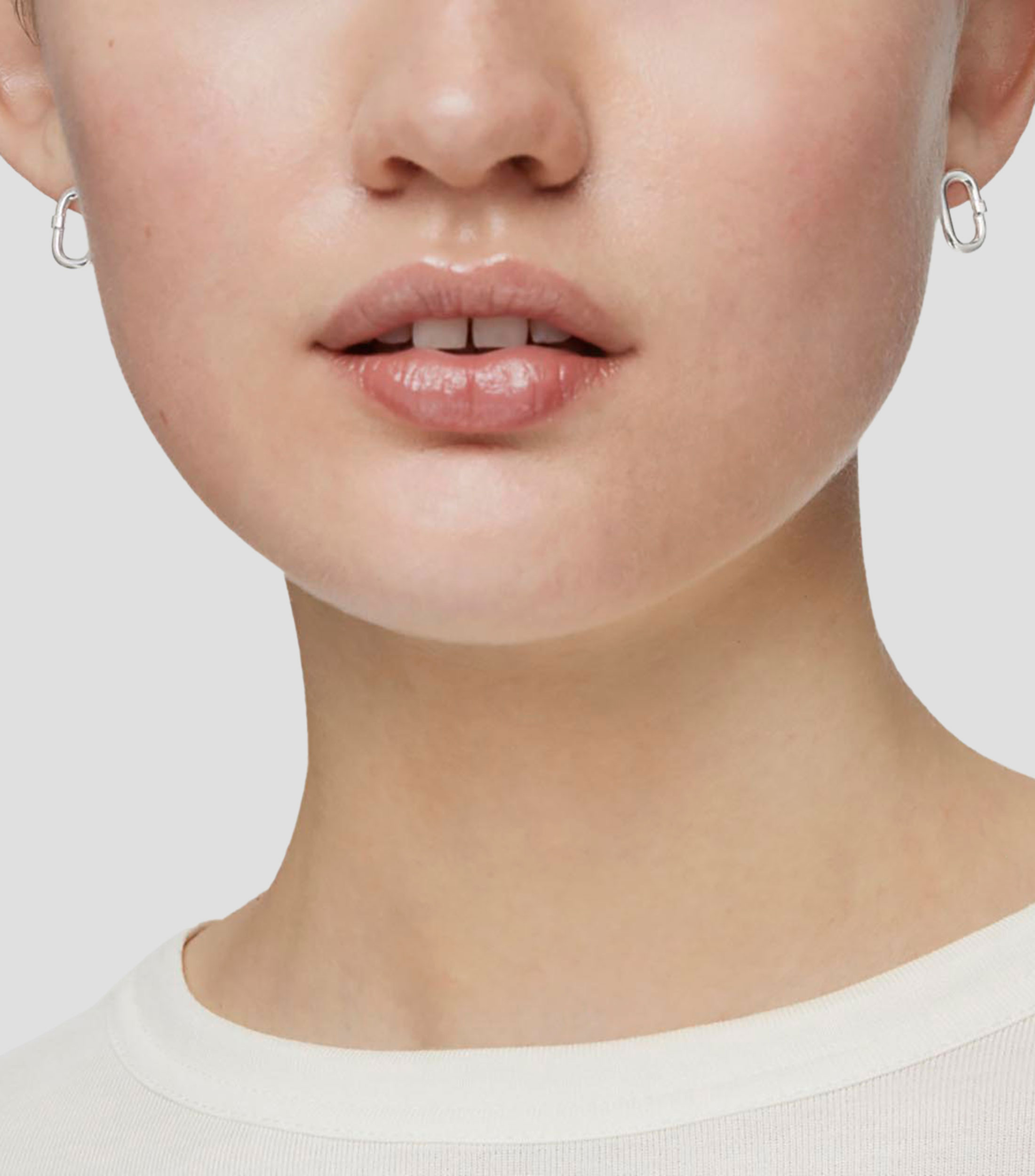 Aretes ovalados en plata Hold Mujer