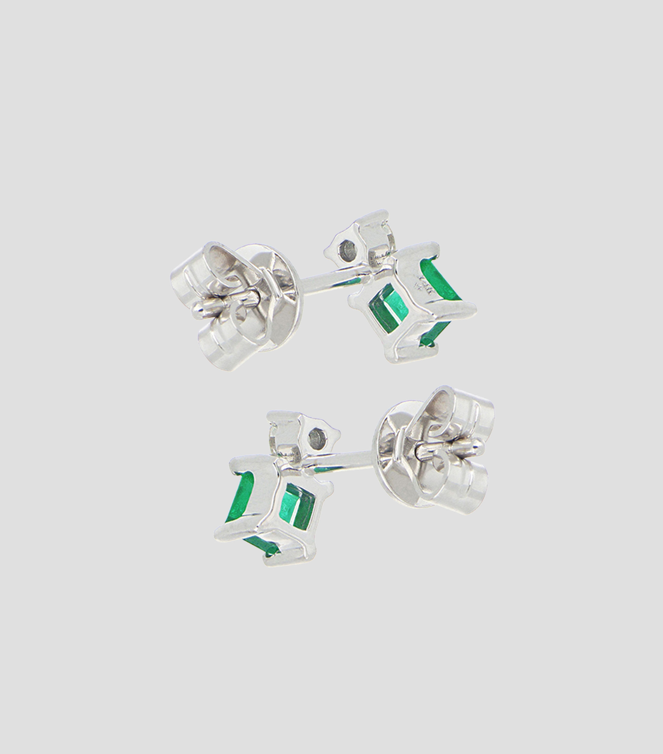 Broqueles en oro blanco de 14 kilates con esmeralda y diamantes Mujer