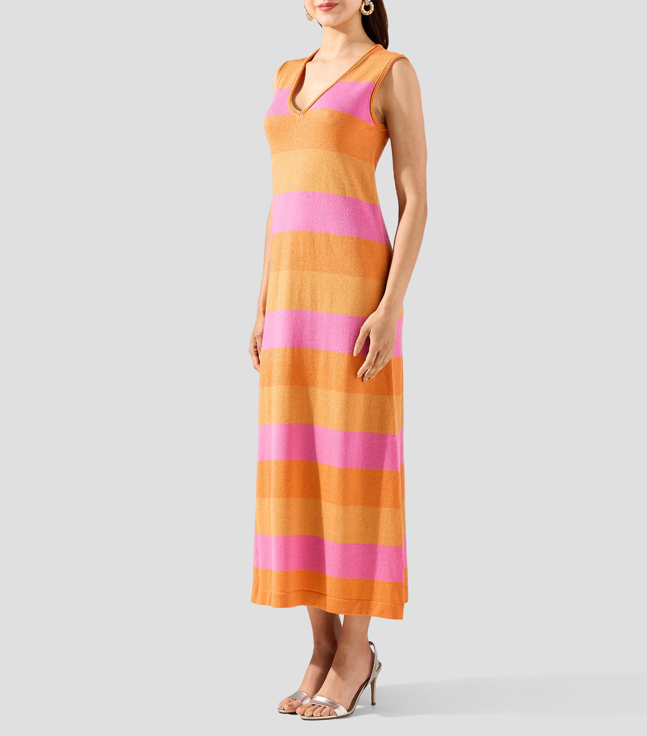 Vestido largo rayas Mujer