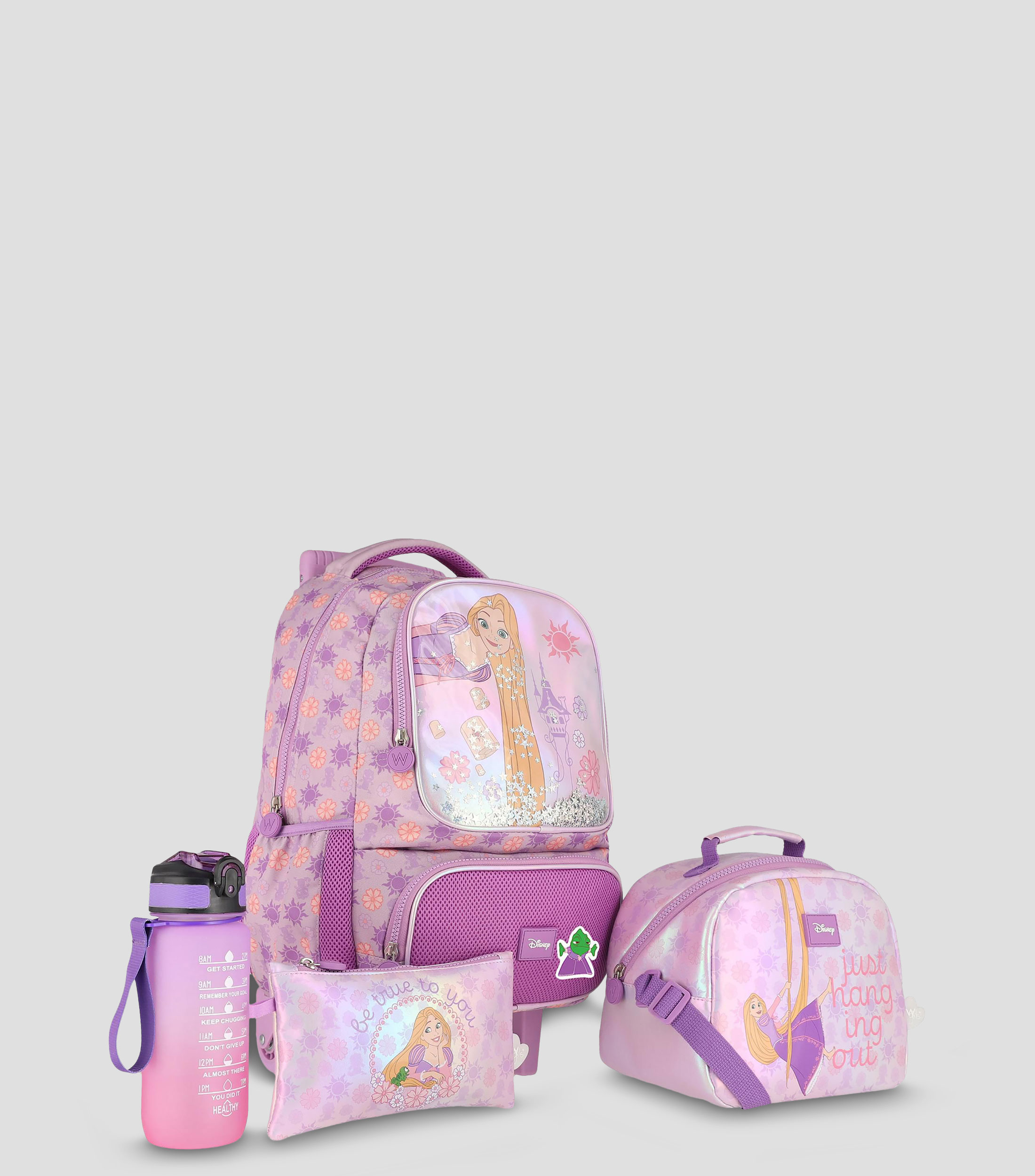 Set de Mochila Escolar con ruedas Rapunzel Niña