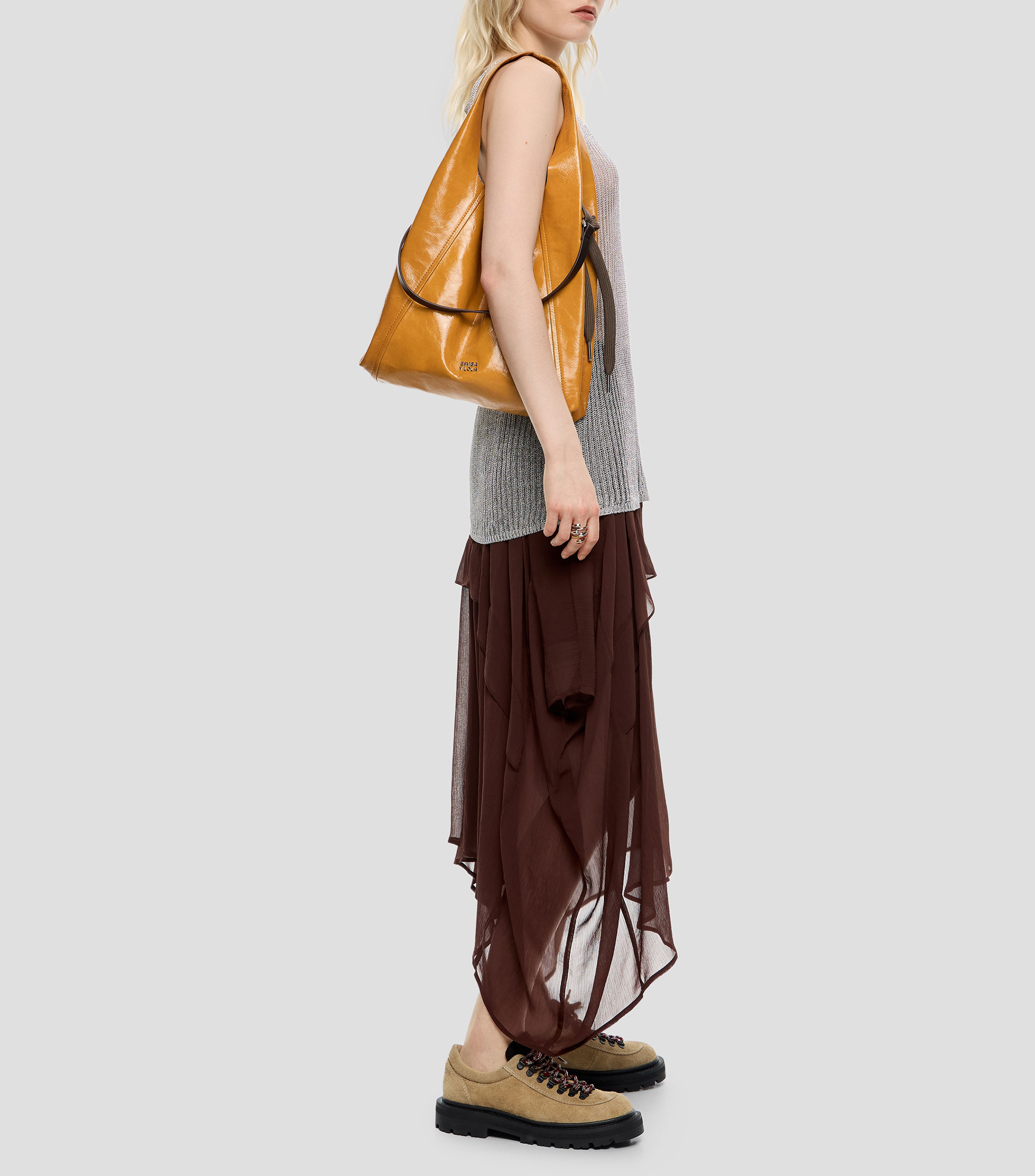 Bolsa Tote Paper grande piel caramelo Mujer