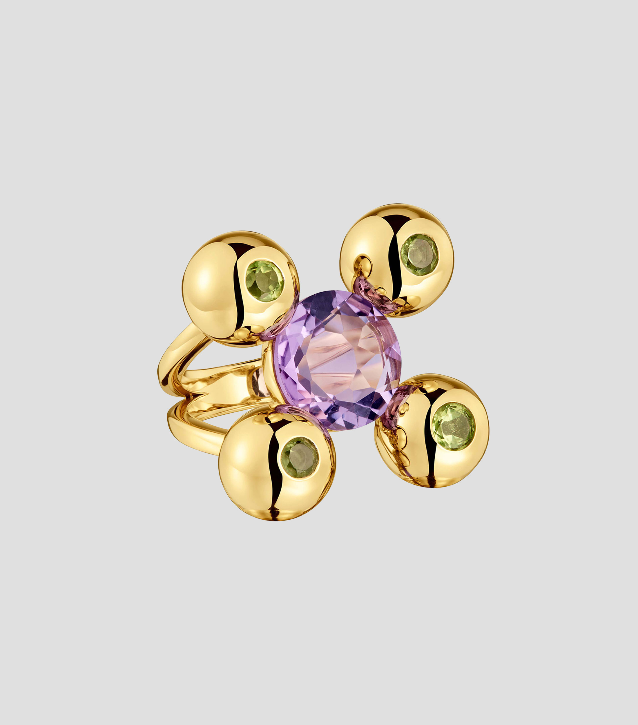 Anillo con incrustaciones de amatista y peridoto Mujer