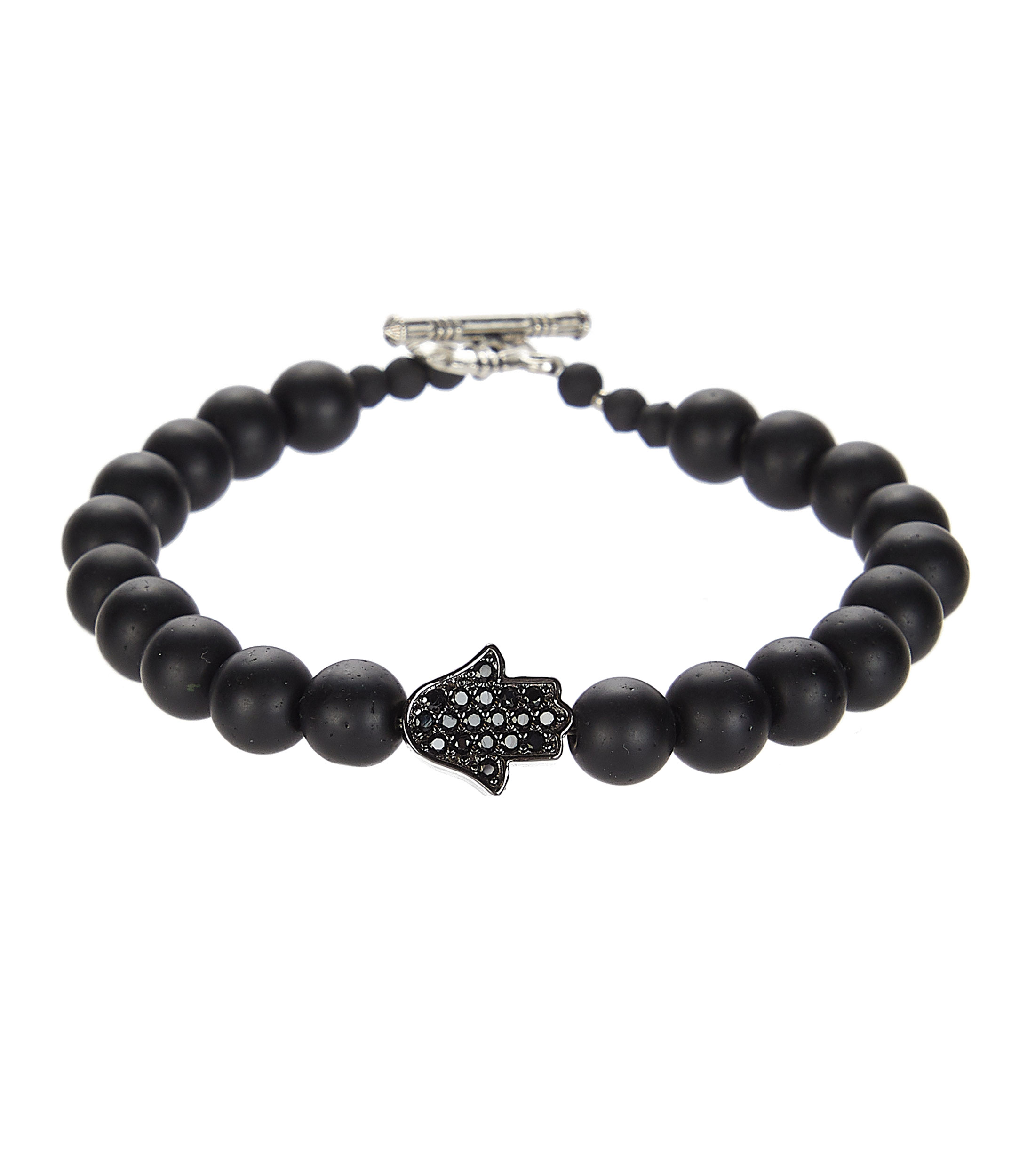 Pulsera Mano de Fátima con ónix Hombre