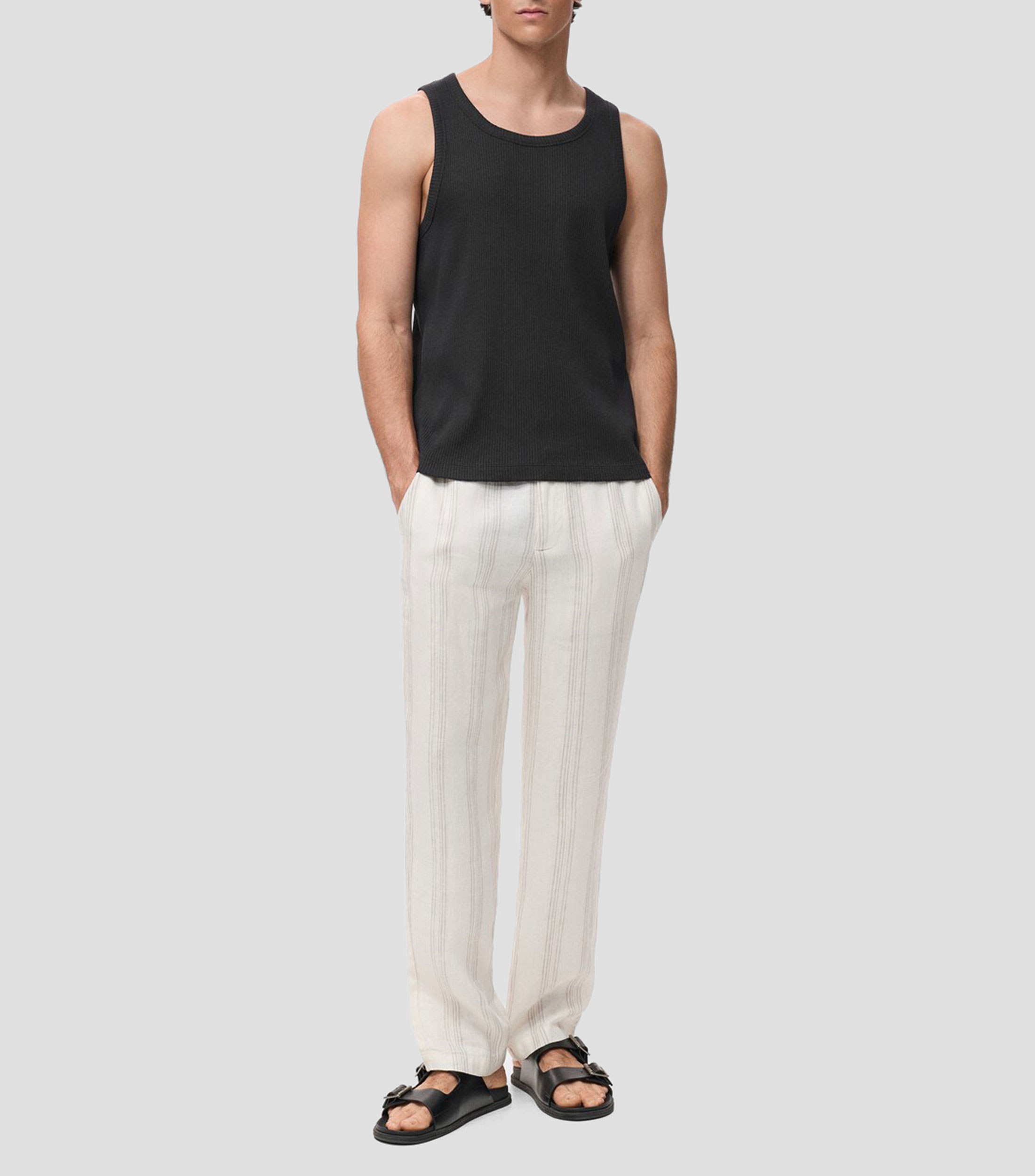 Playera cuello redondo sin mangas acanalada Hombre