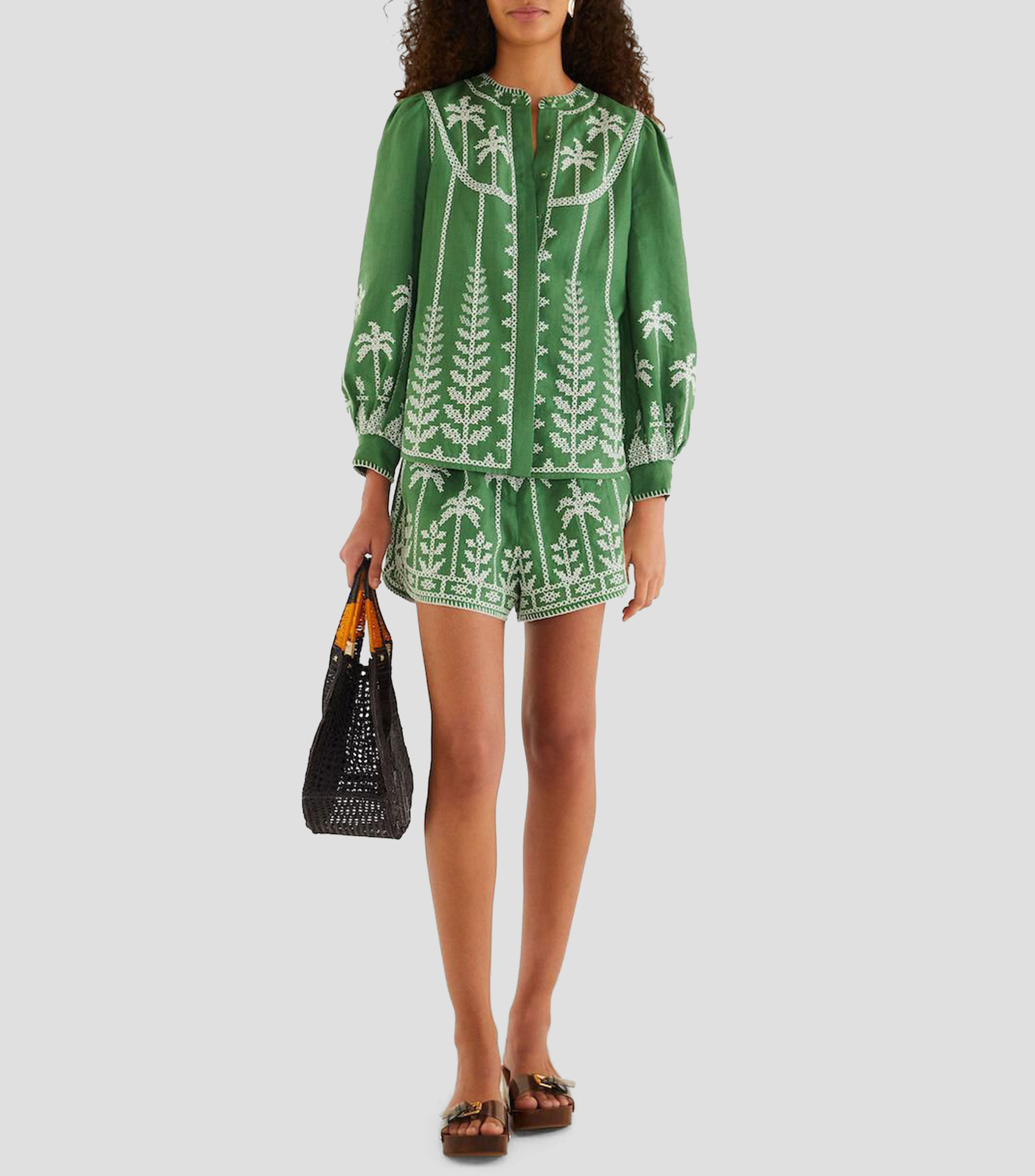 Blusa bordada con manga larga Mujer