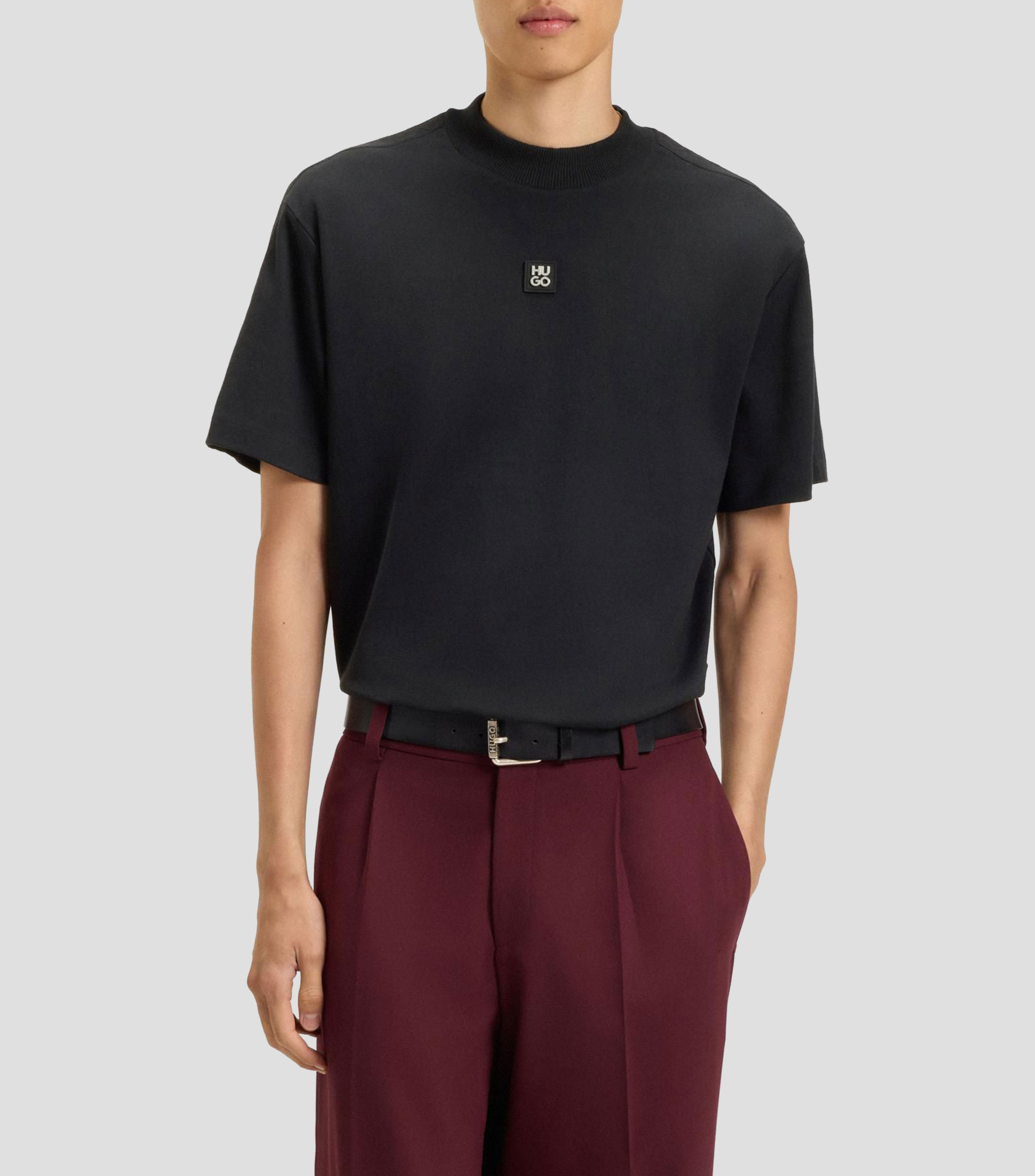 Playera de algodón interlock con cinta geométrica Hombre