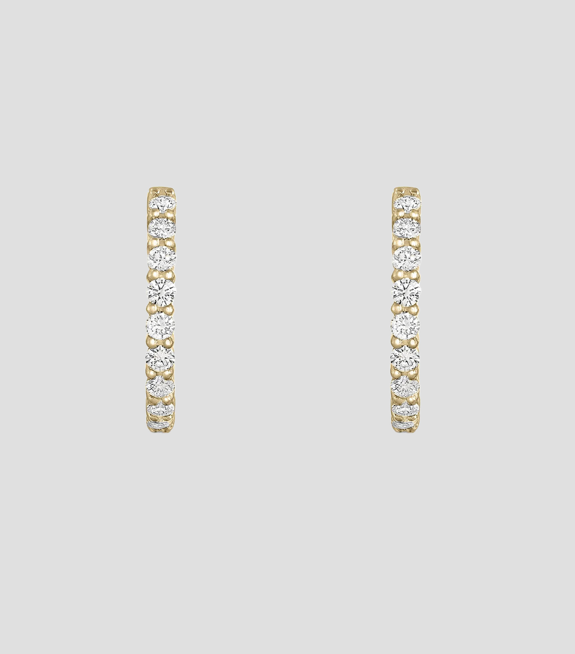 Aretes de aro en oro amarillo de 18 kilates con diamantes Mujer