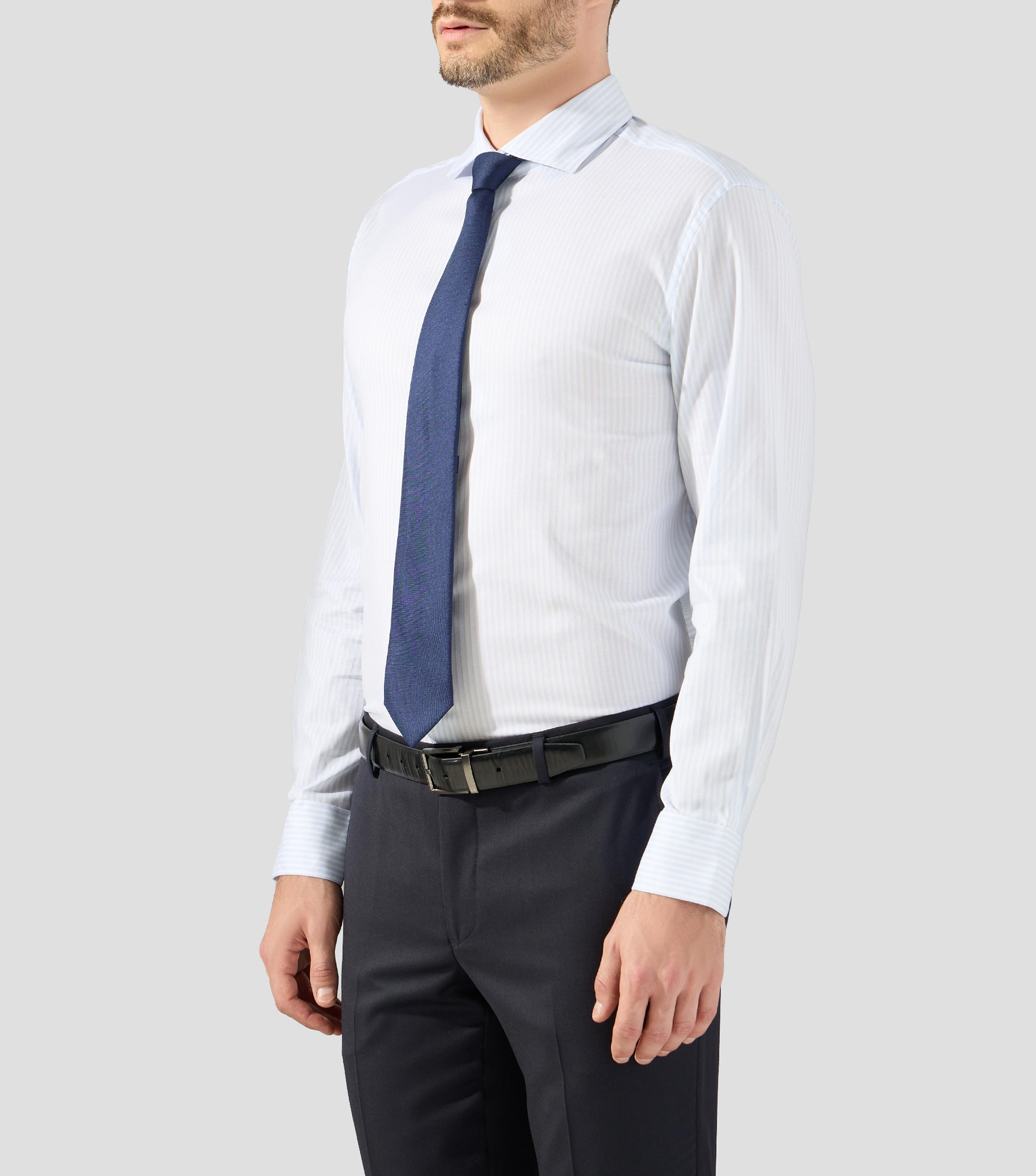 Camisa de vestir con rayas y manga larga Hombre