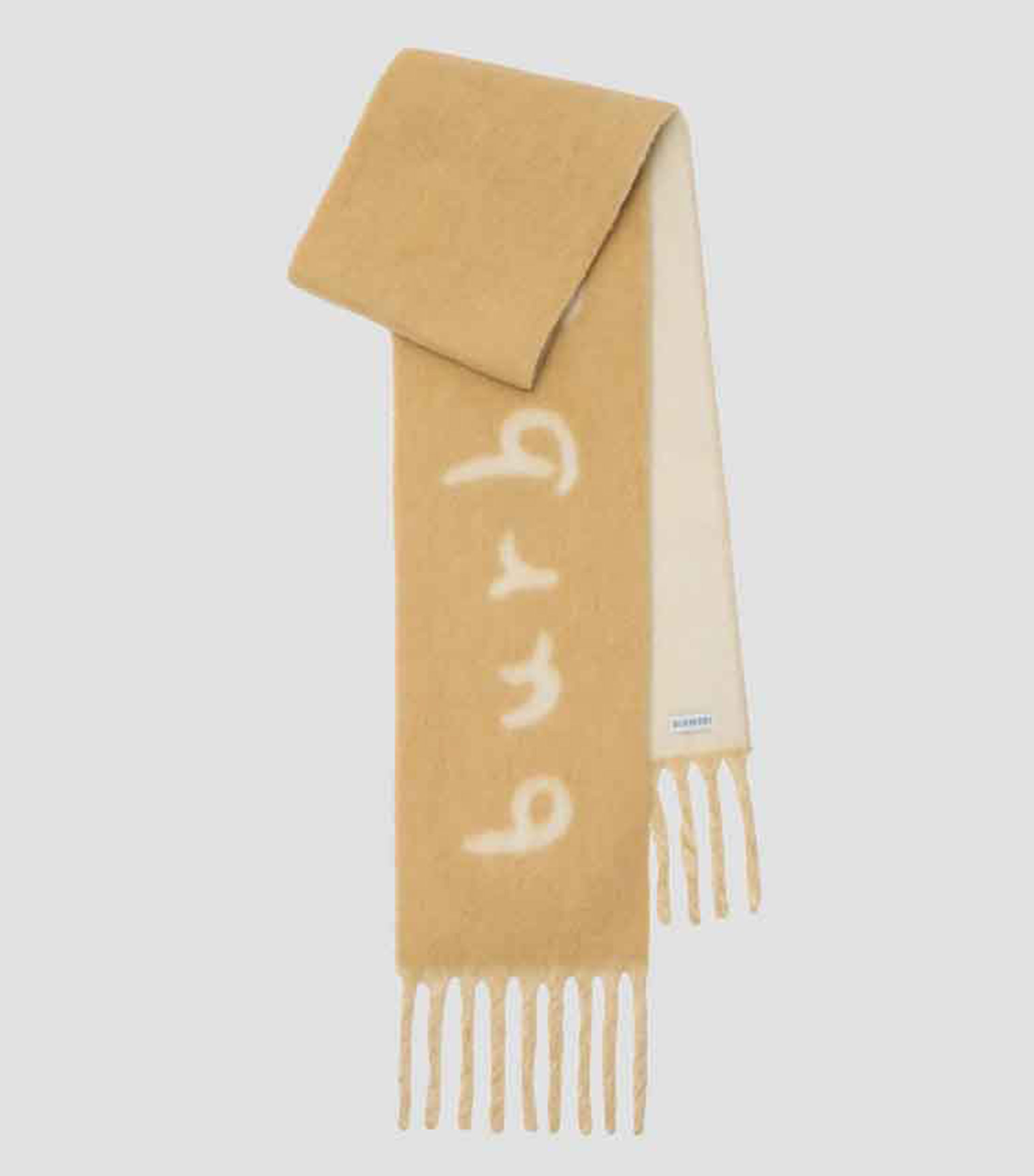 Bufanda reversible beige estampada Unisex