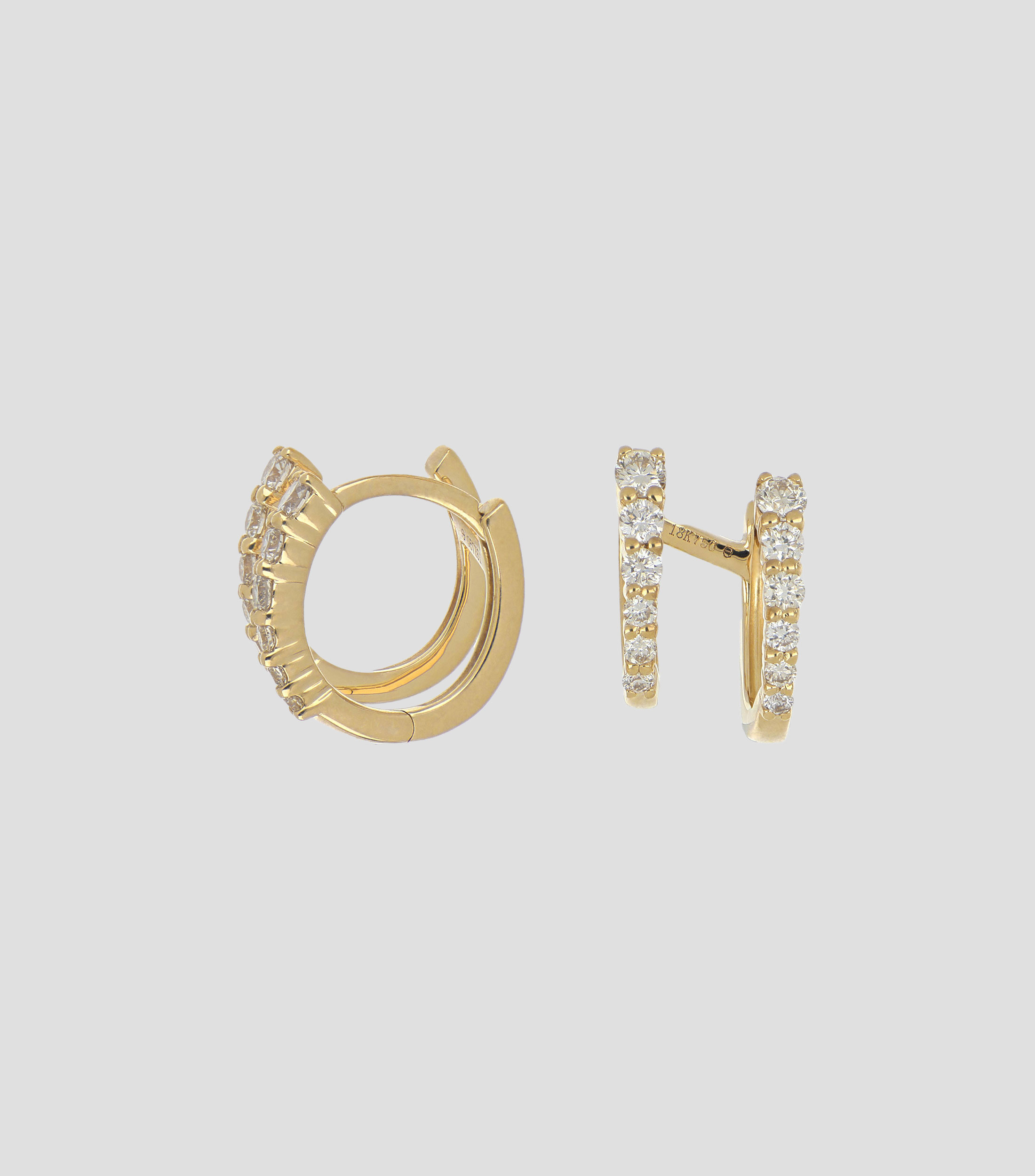 Aretes en oro amarillo de 18 kilates con diamantes Mujer