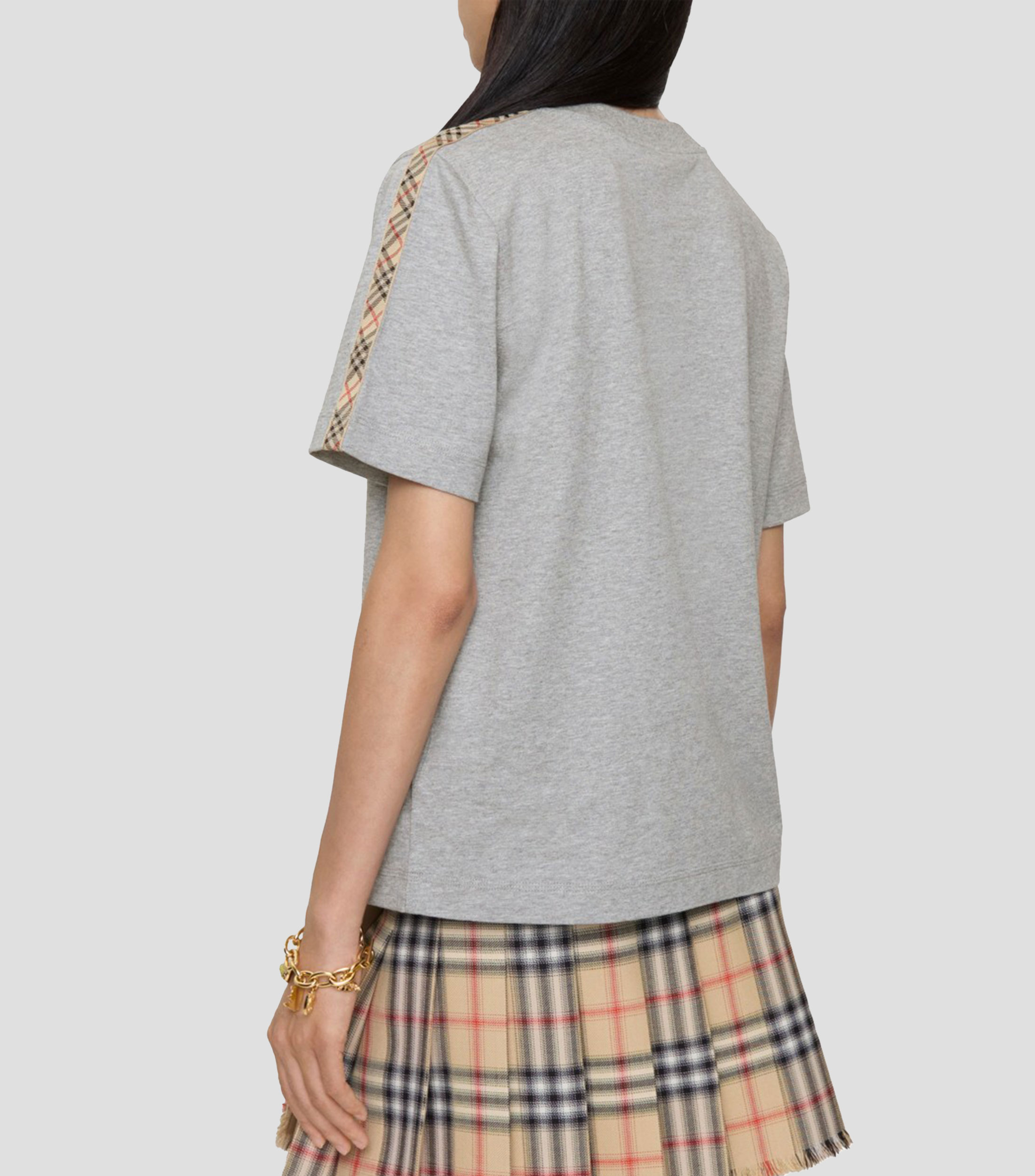 Playera de cuello redondo y manga corta jaspeada Mujer