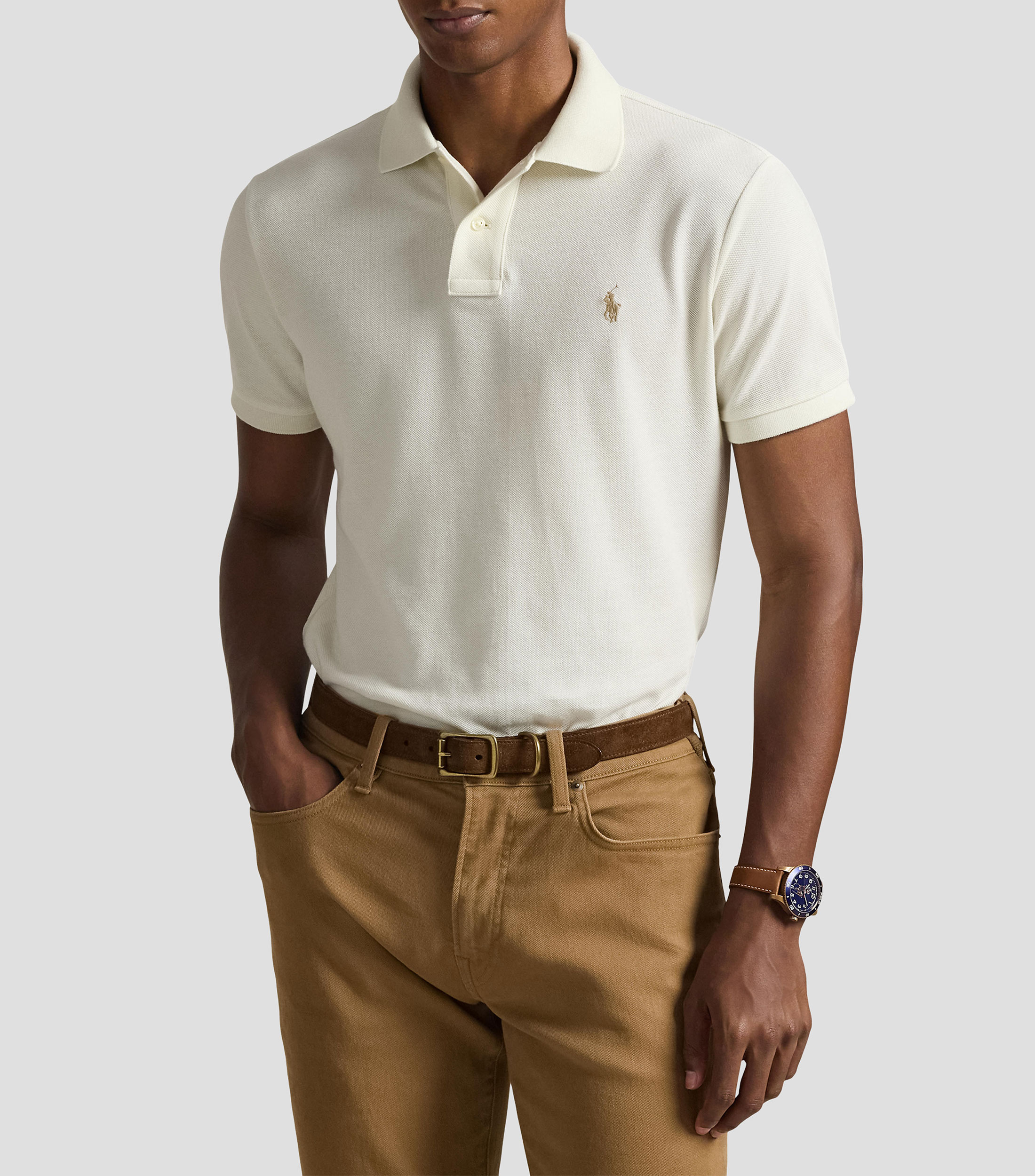 Playera polo manga corta sólida Hombre