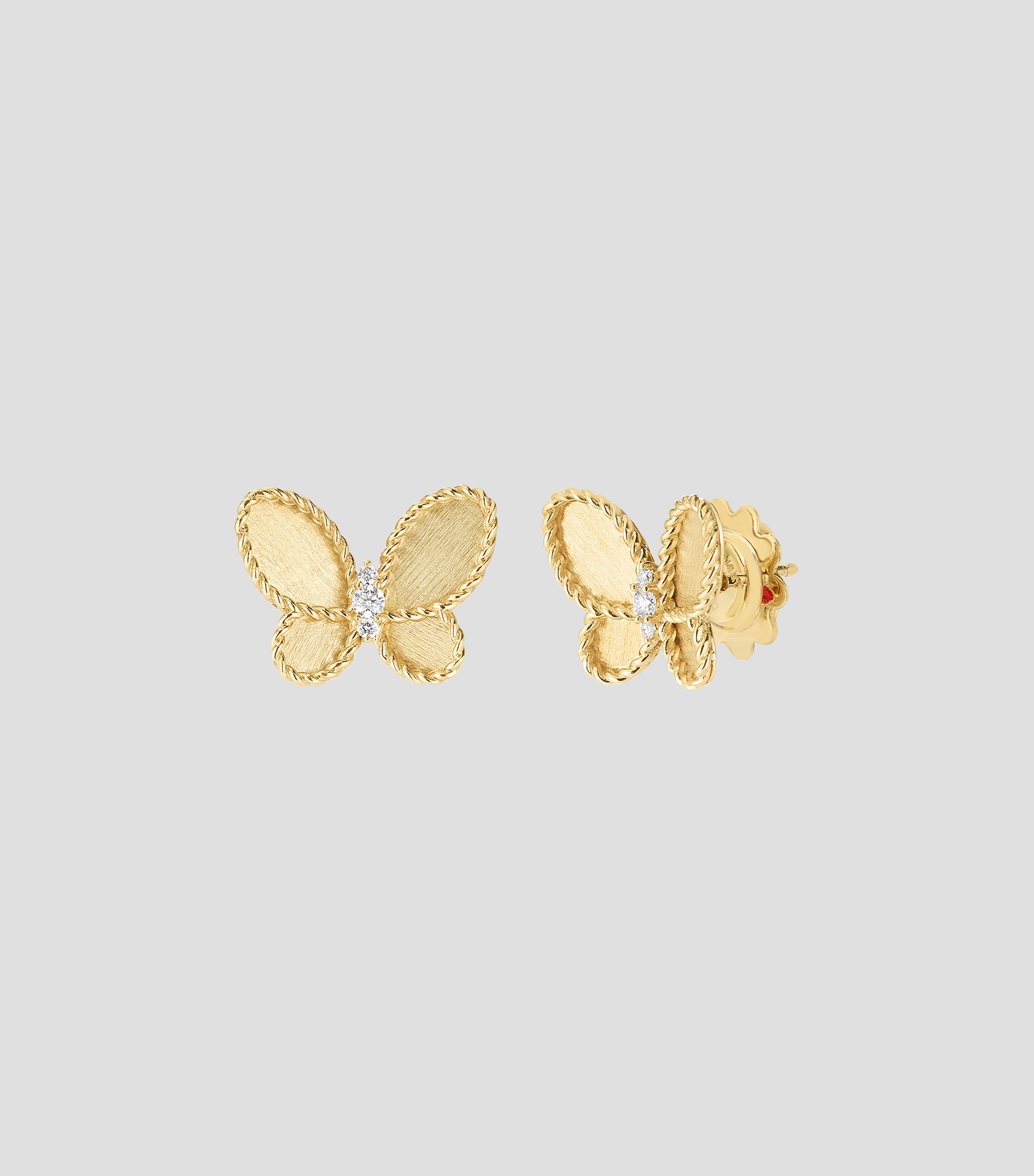 Aretes en oro amarillo de 18 kilates mariposa Mujer