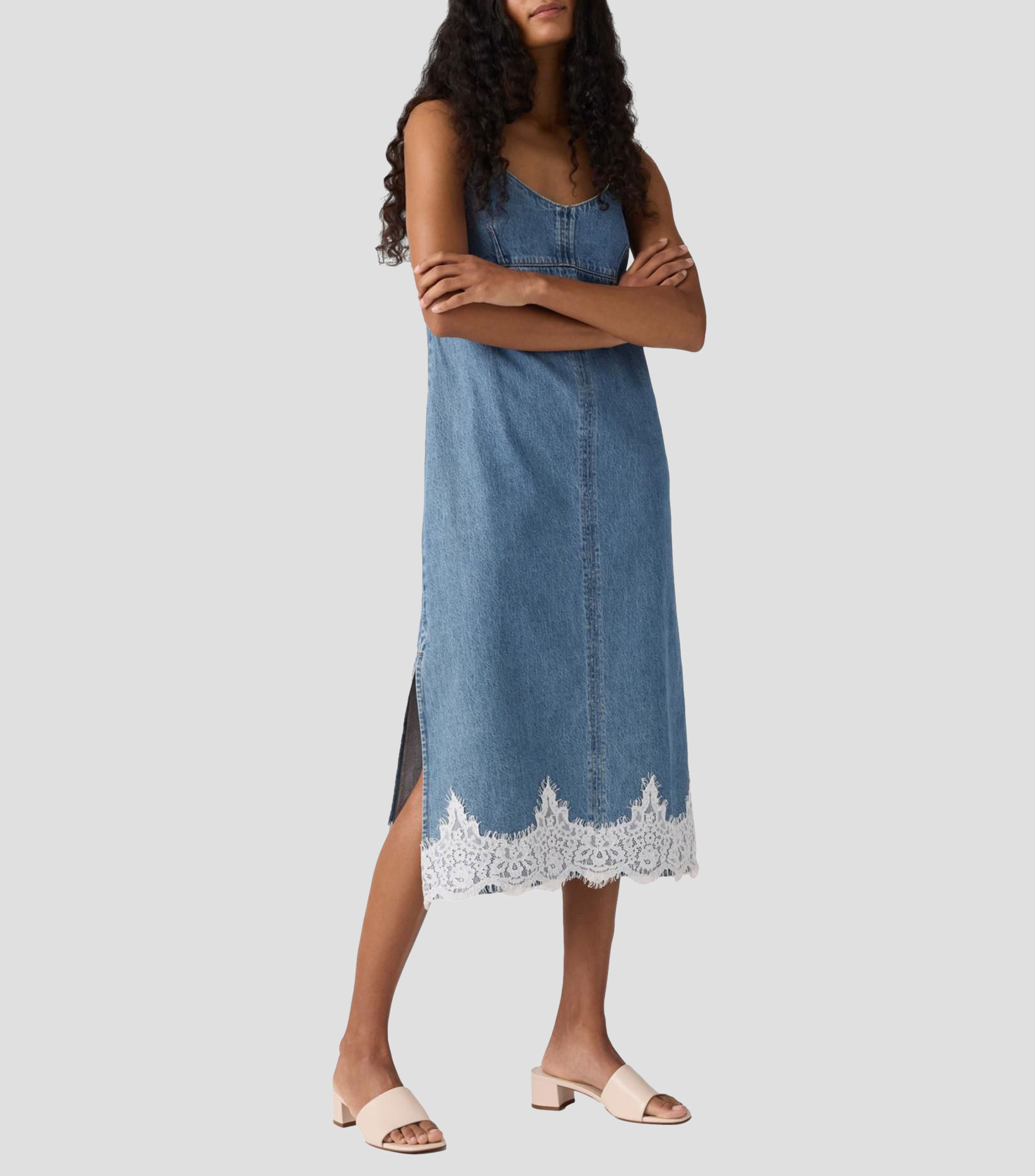 Vestido largo liso Mujer