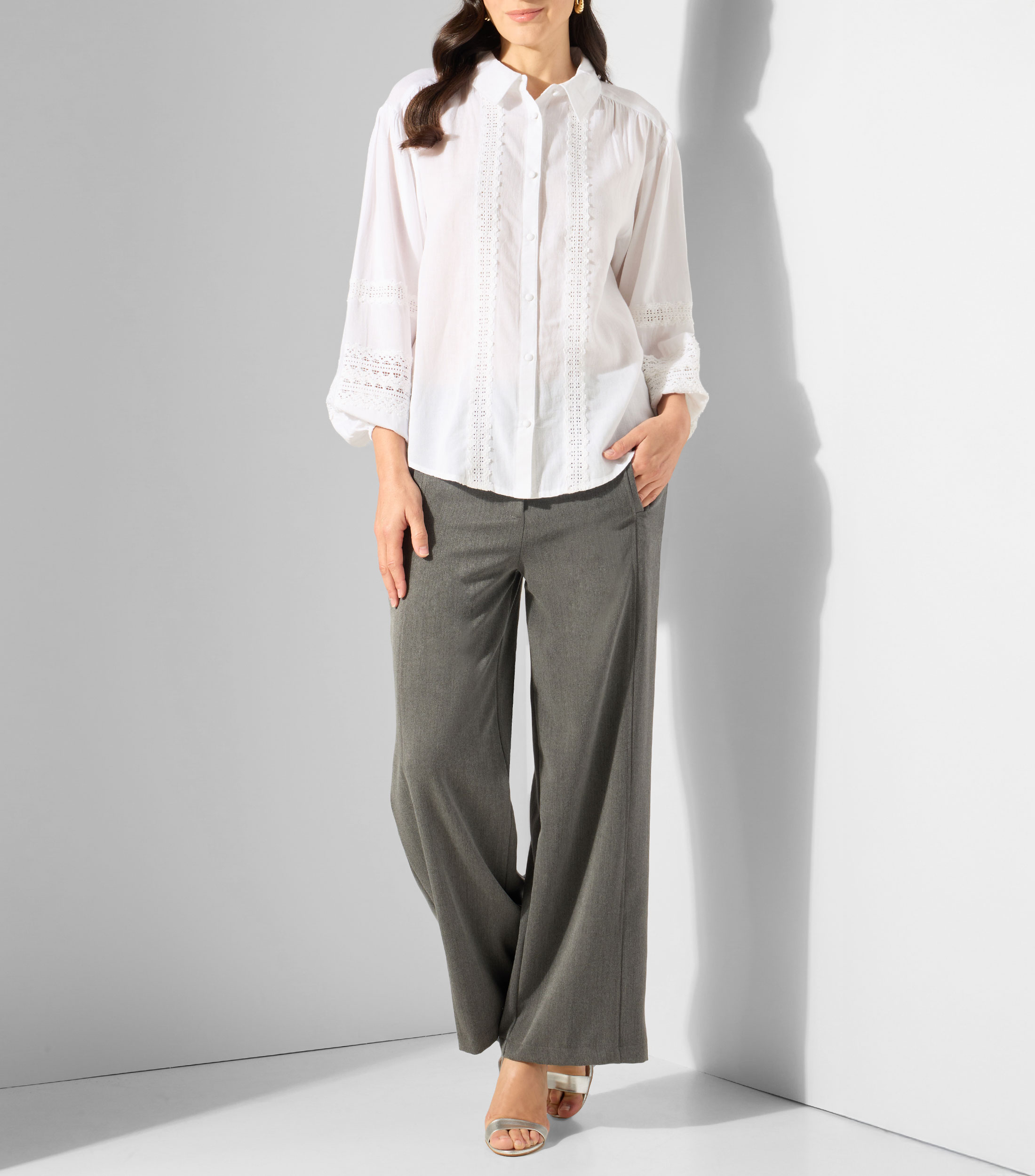 Blusa lisa con manga larga Mujer