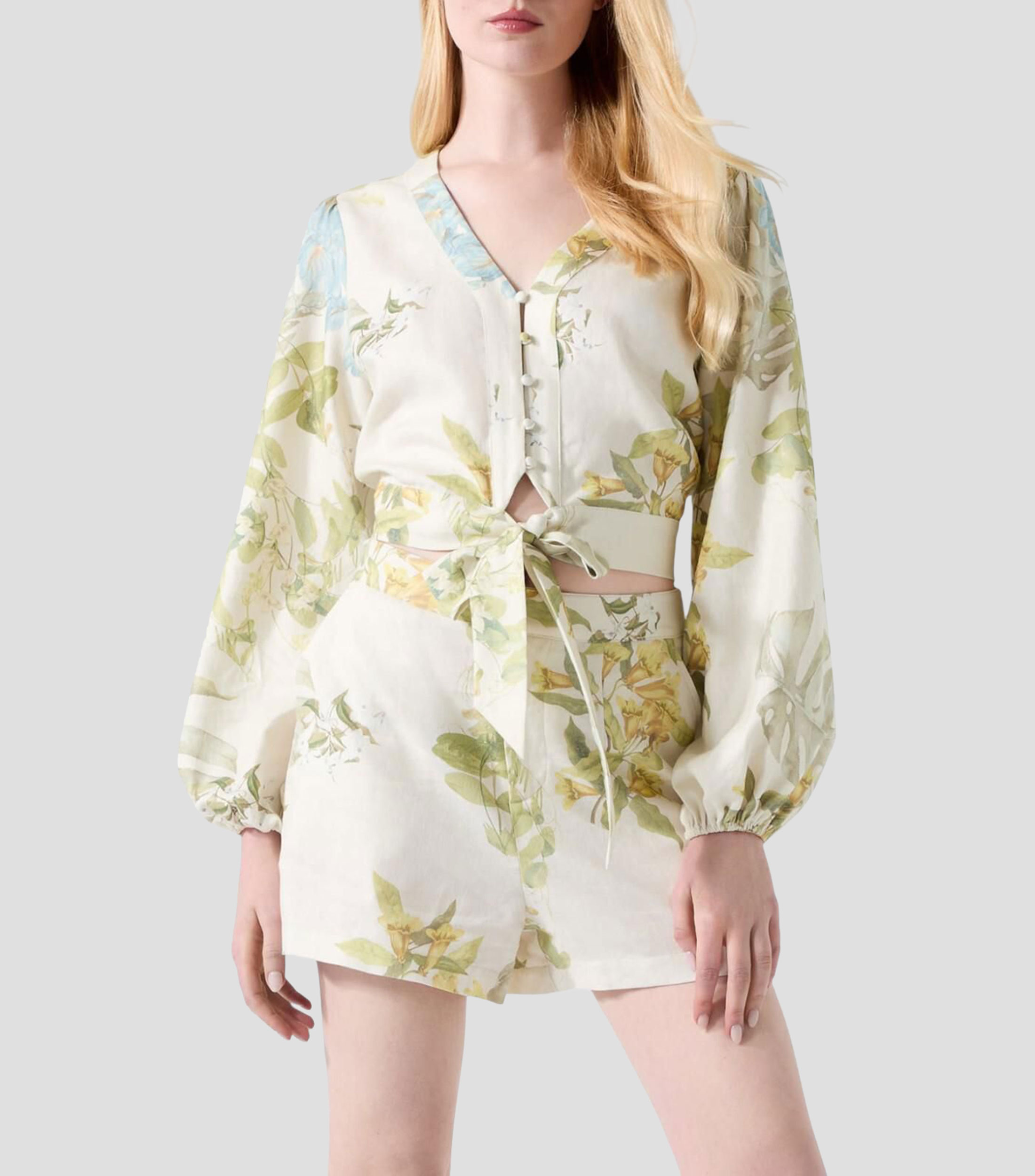 Blusa estampada manga larga Mujer