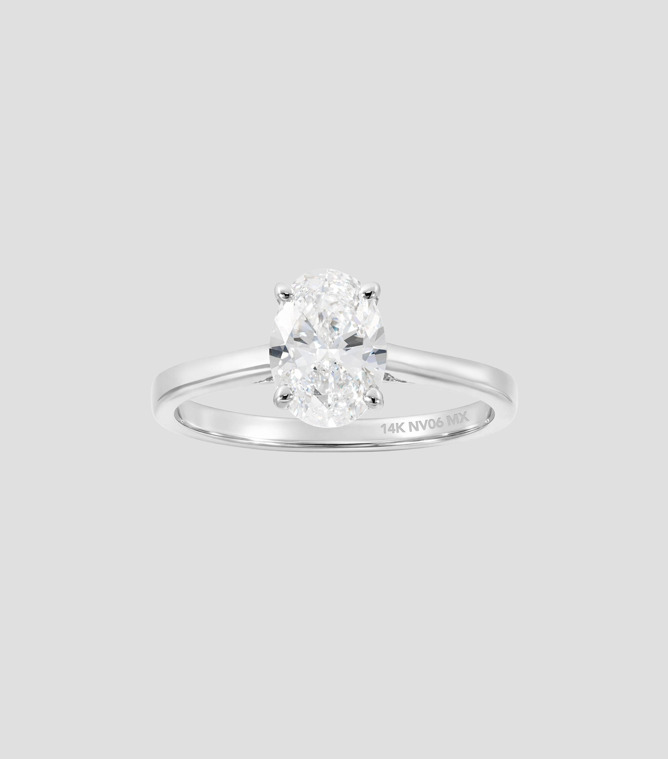 Anillo solitario en Oro blanco de 14 Kilates con brillante de laboratorio Mujer