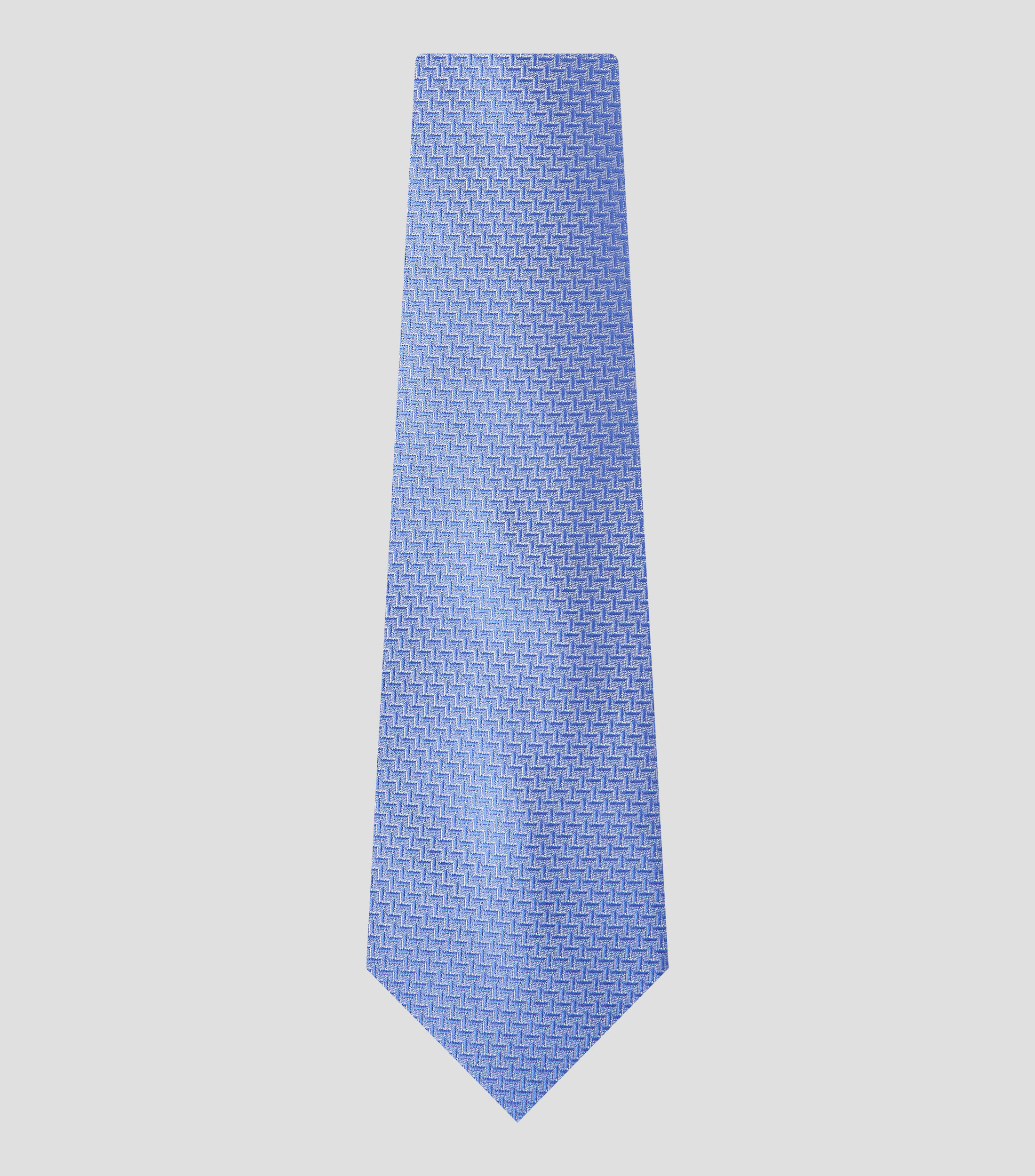 Corbata ancha en seda azul estampada