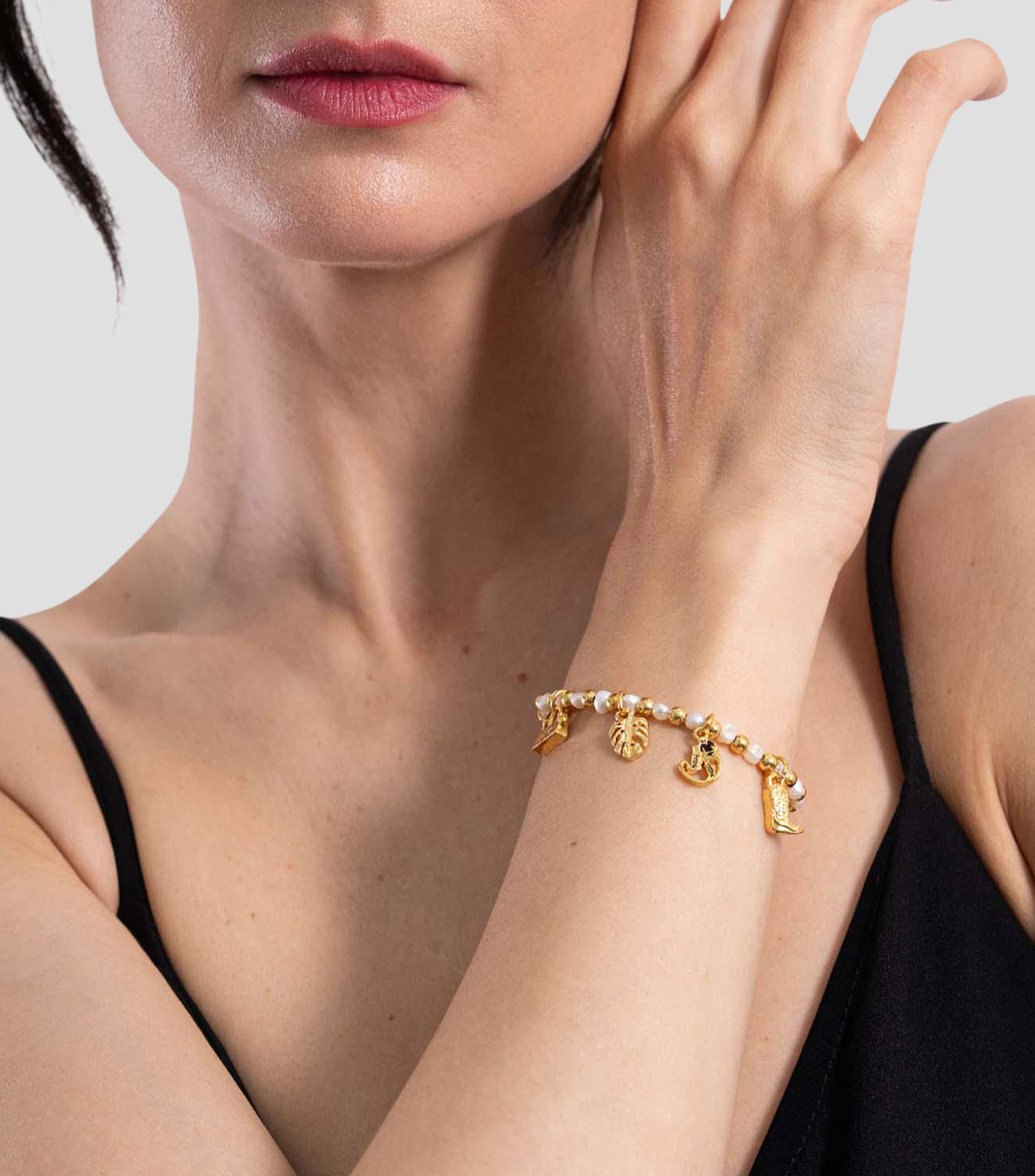 Brazalete Monos Guardianes de la Selva con perlas Mujer