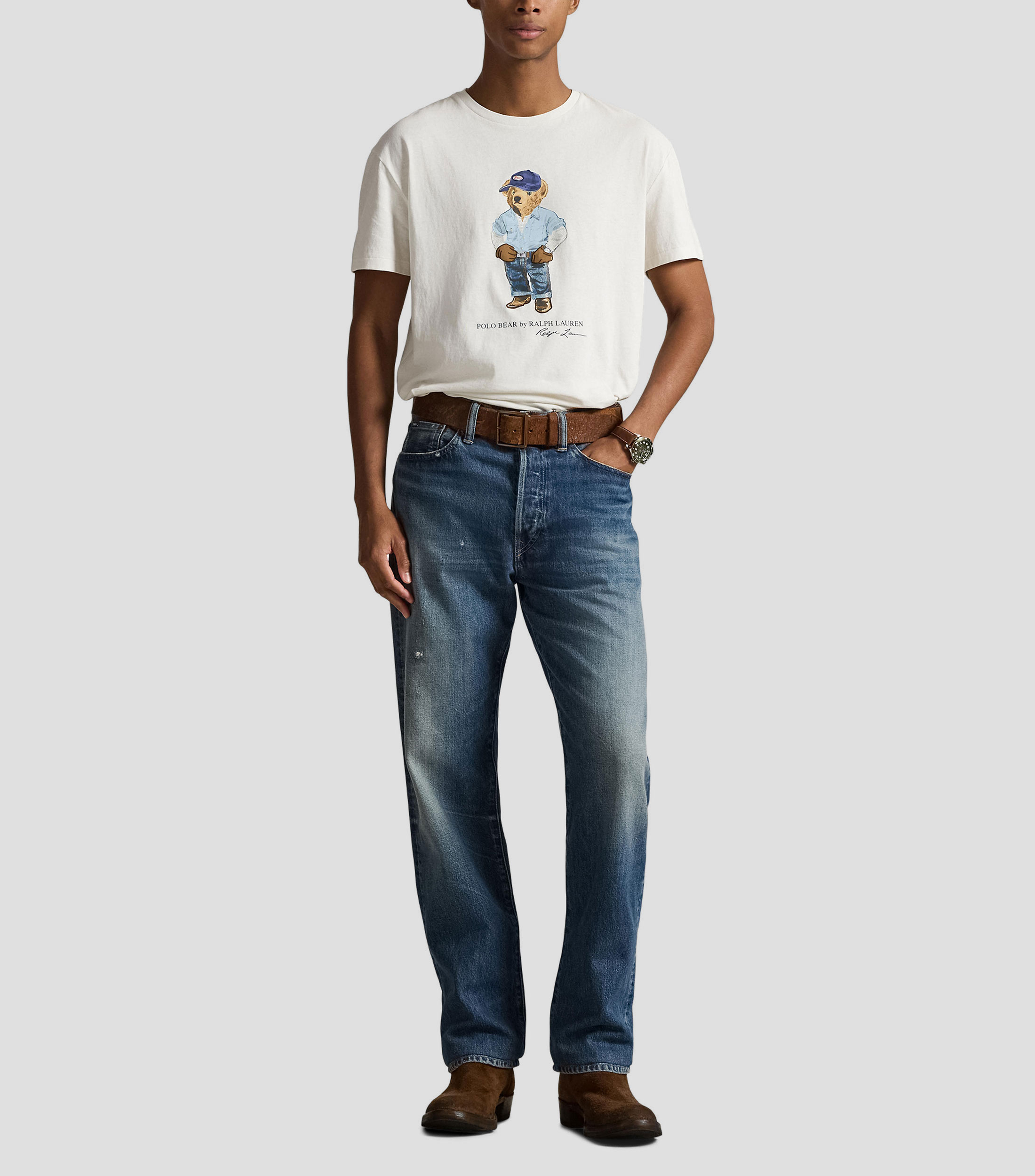Playera cuello redondo manga corta estampada Hombre