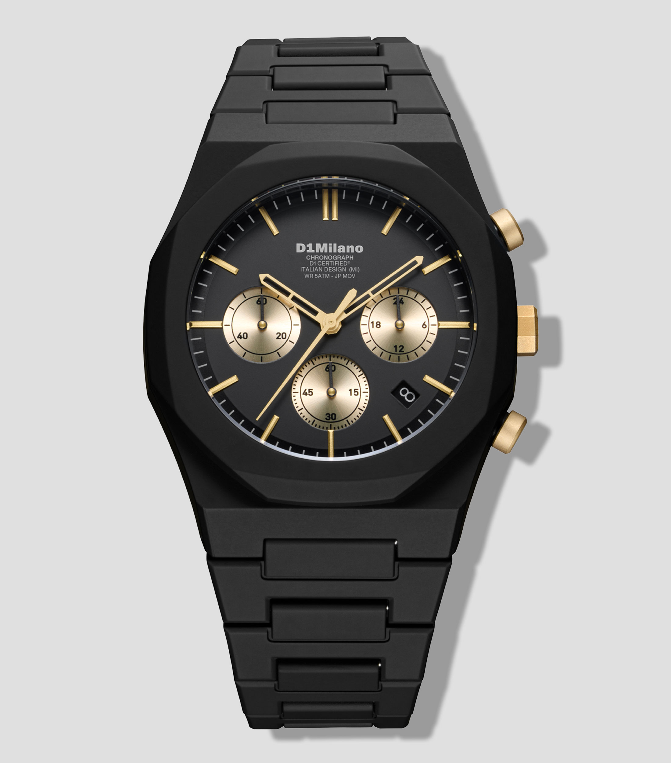 Reloj para Hombre Polychrono Gilded Solar casual negro, dorado