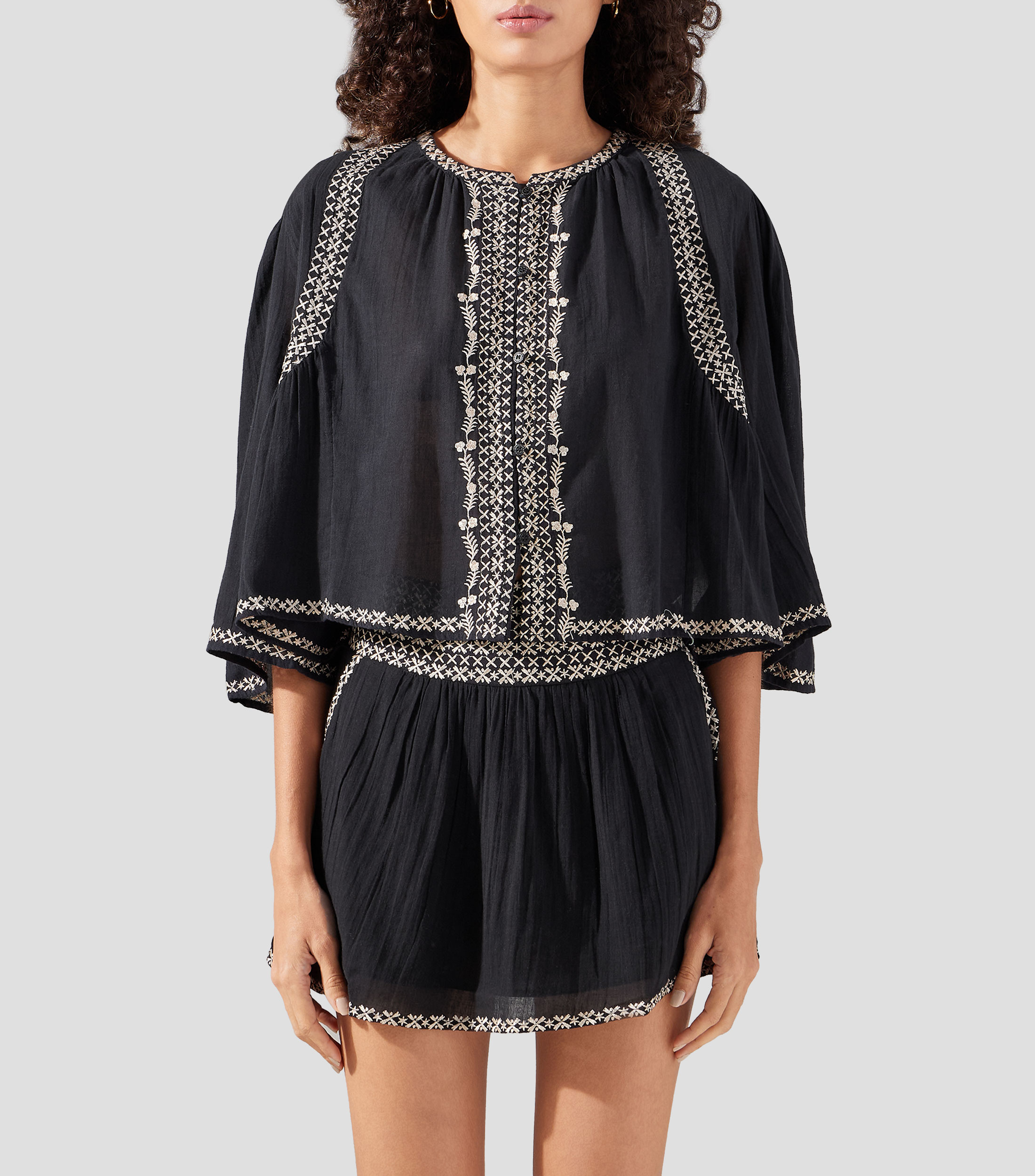 Blusa sólido manga 3/4 Mujer