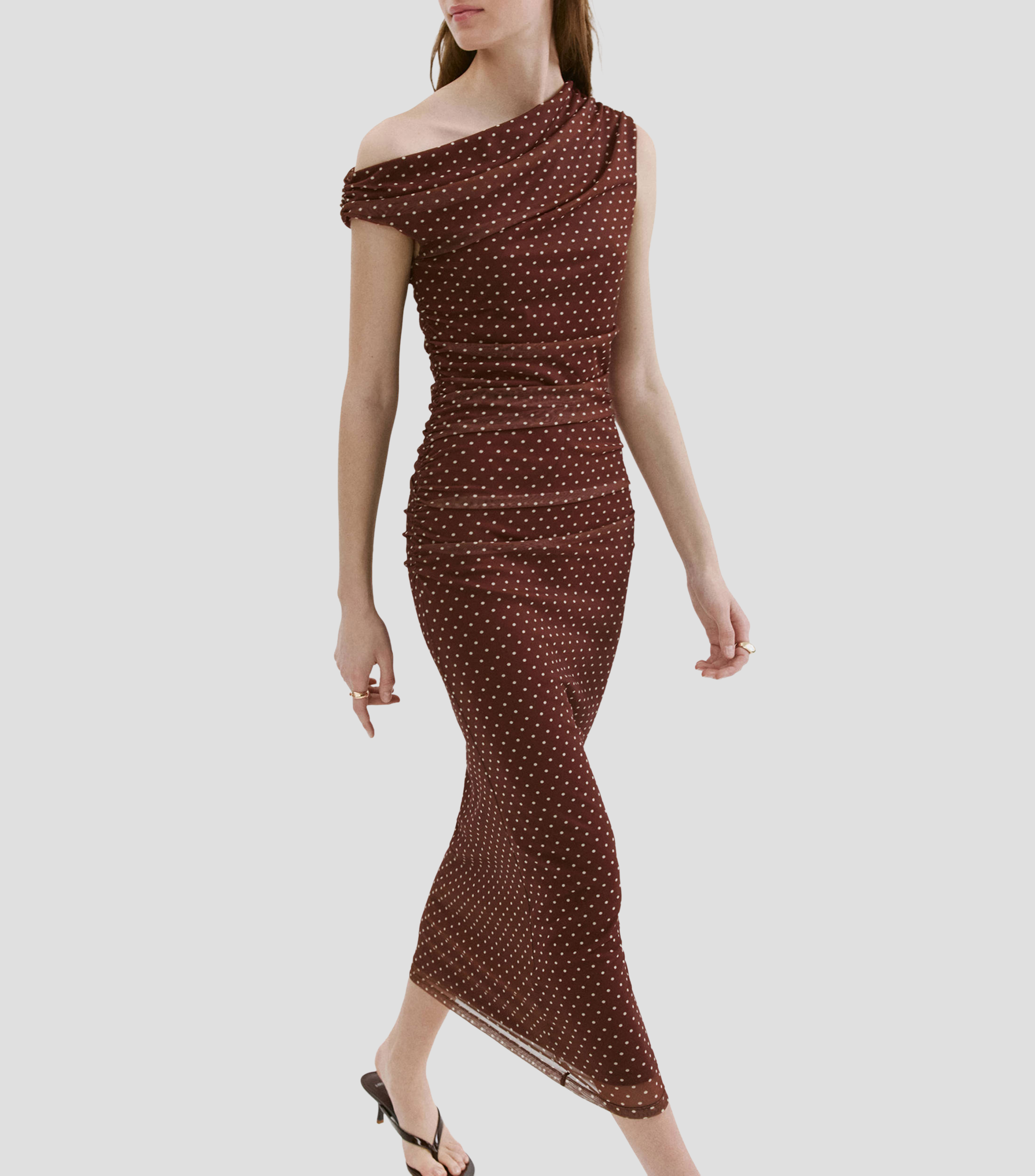 Vestido midi polkadots Mujer