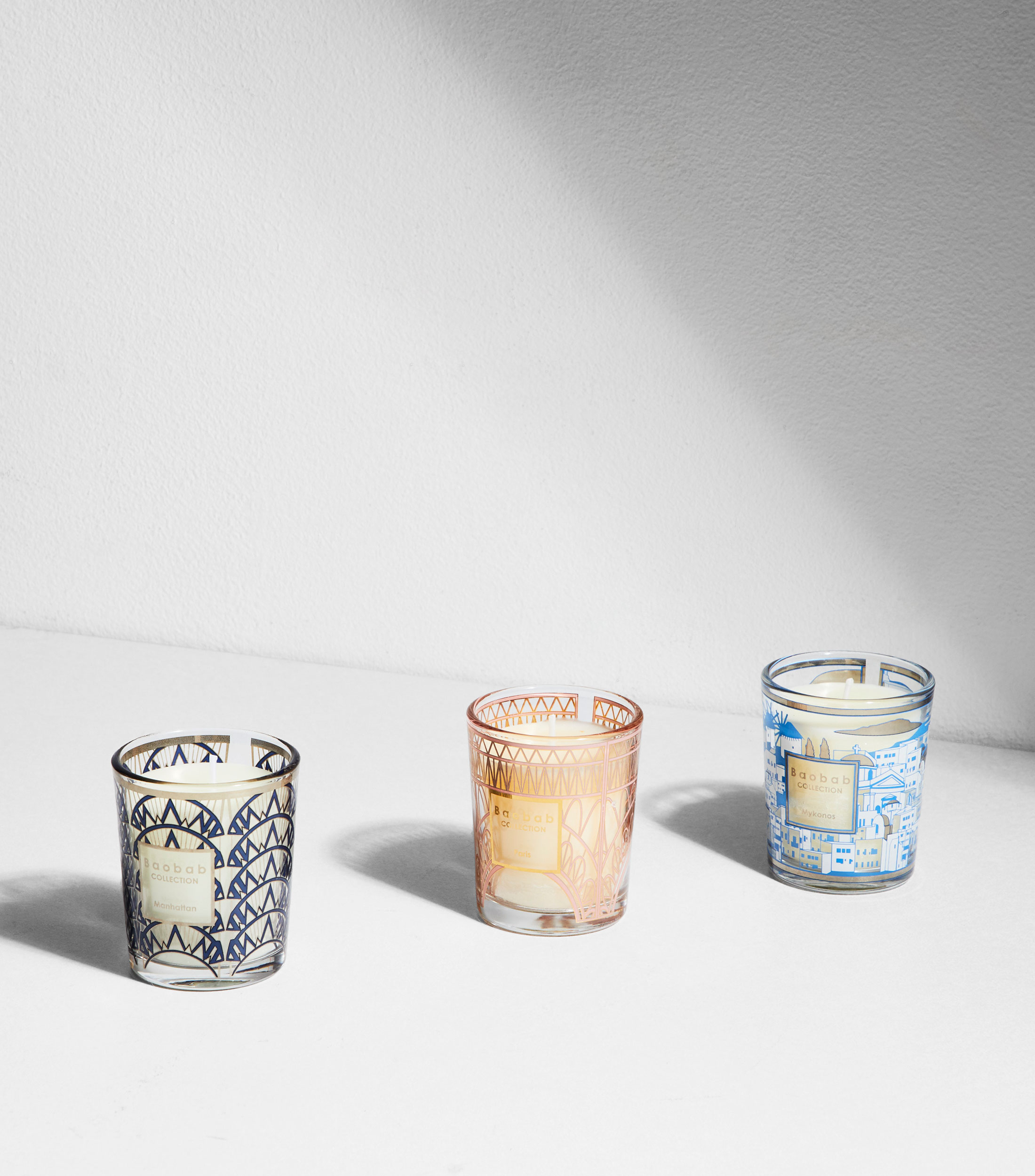 Set 3 Velas Aromáticas Manhattan - Paris - Mykonos