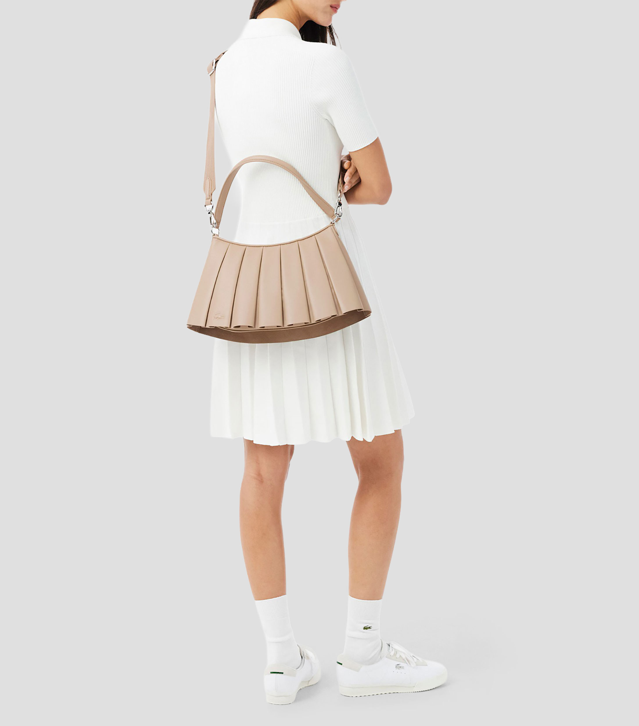 Bolsa shoulder lisa con detalle plisado Mujer
