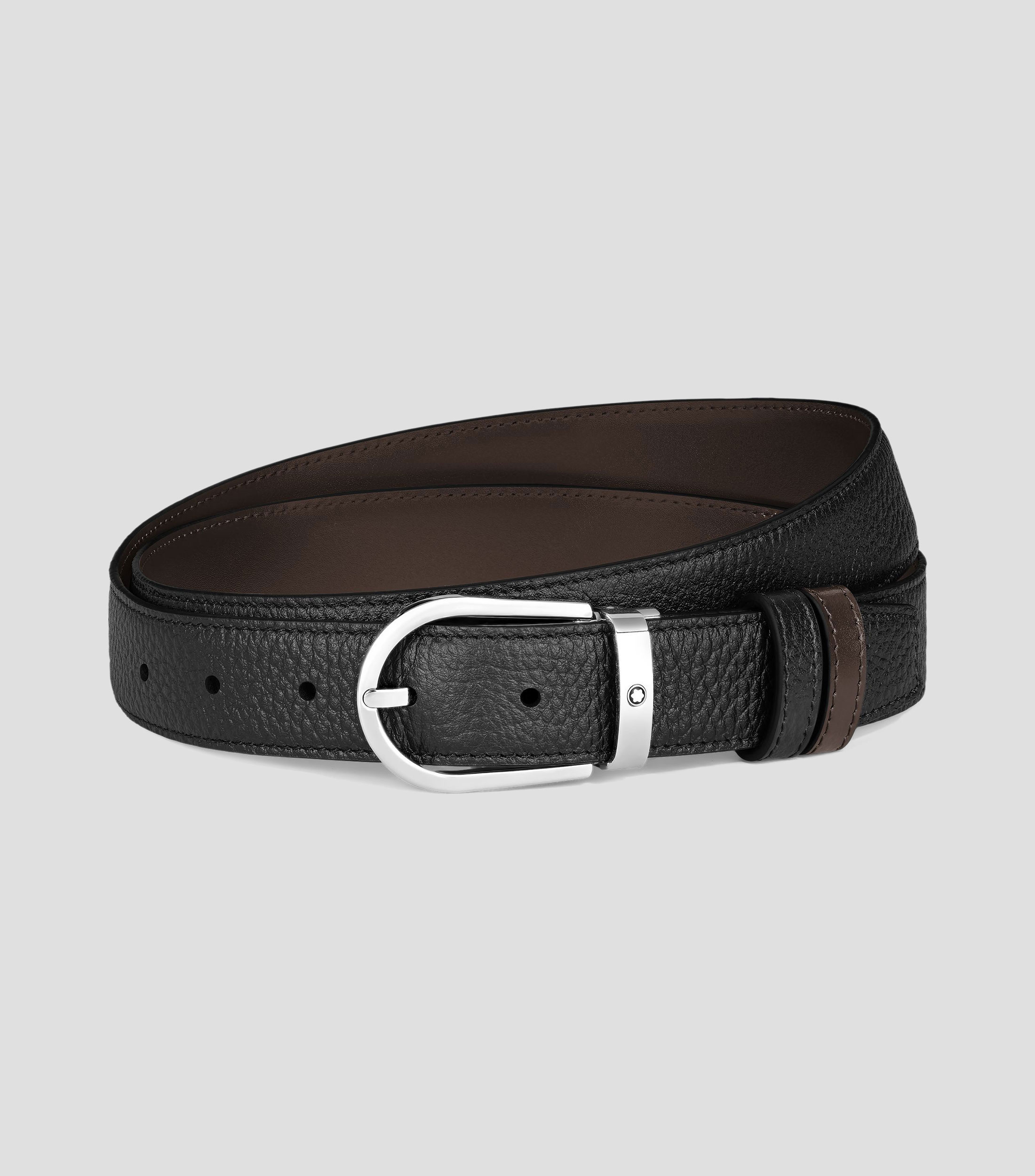 Cinturón reversible de piel graneada de 30 mm hebilla en forma de herradura Hombre