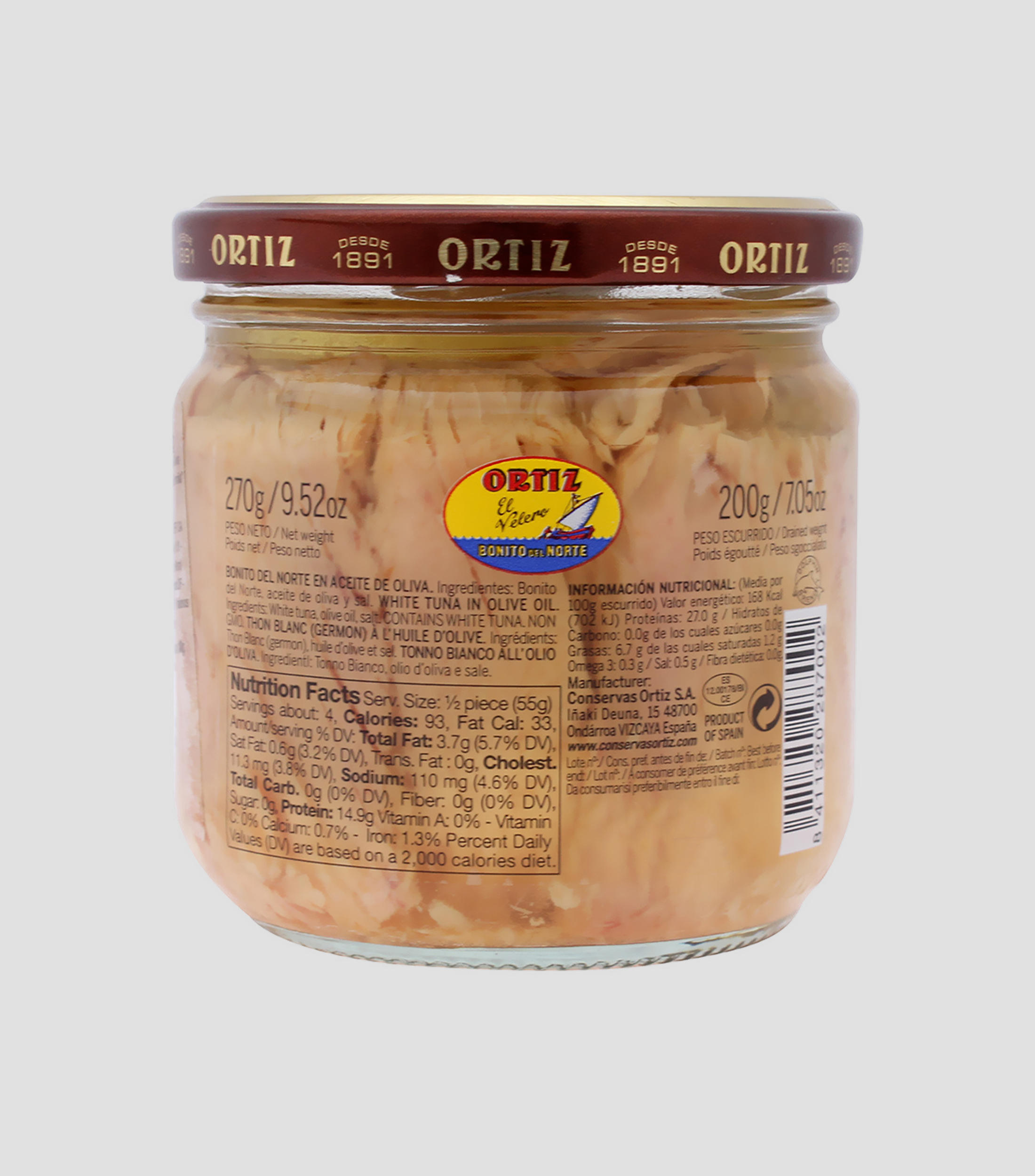 Atún blanco en Aceite de Oliva, 270 g