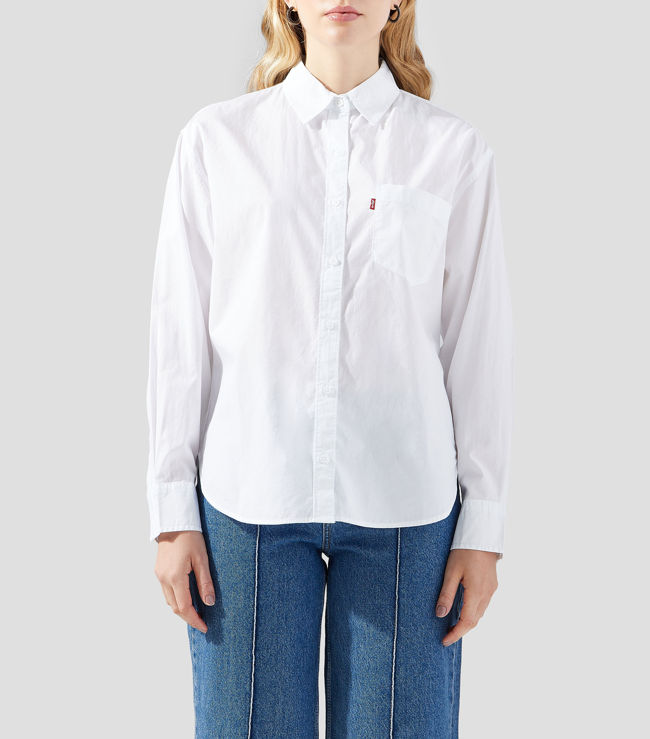 Camisa lisa de manga larga Mujer