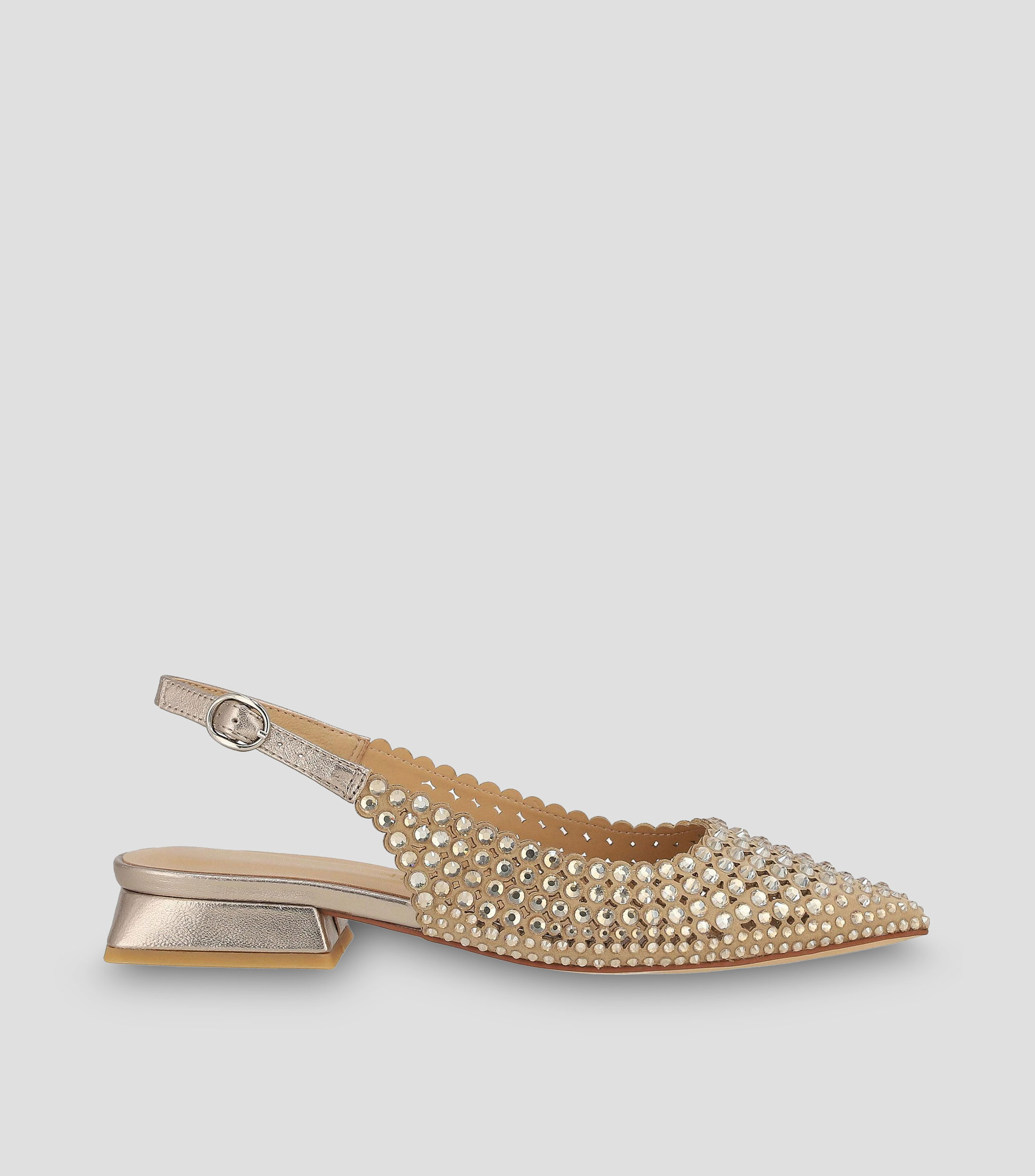 Zapatillas slingback con tacón bajo ancho Mujer