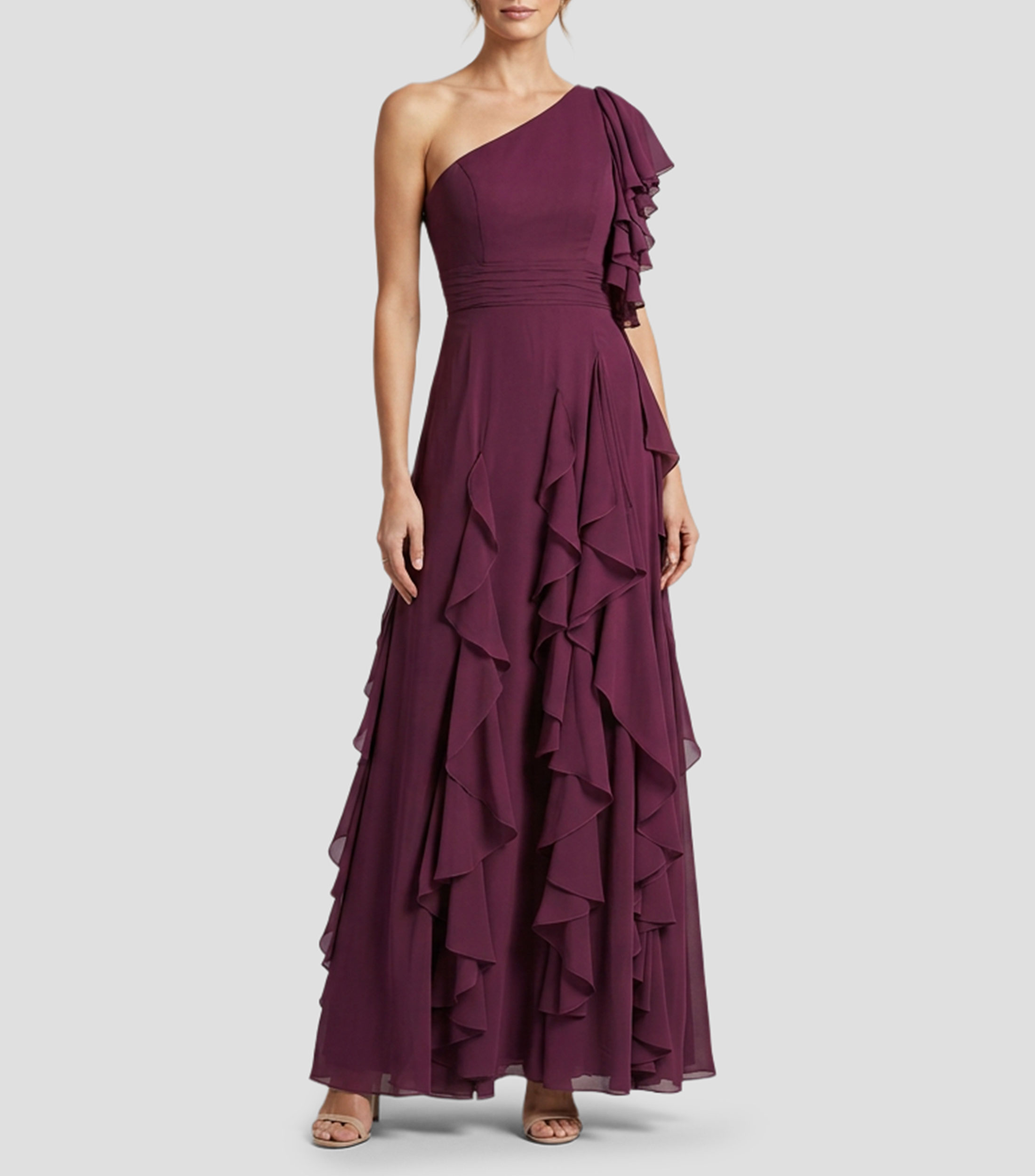 Vestido de fiesta largo liso Mujer
