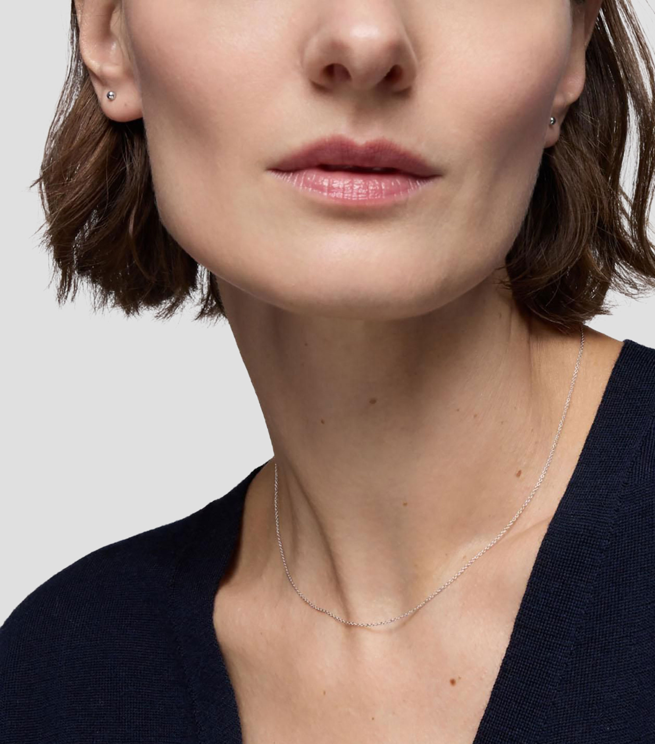Collar en oro blanco 14 Kilates eslabonado Basics Mujer